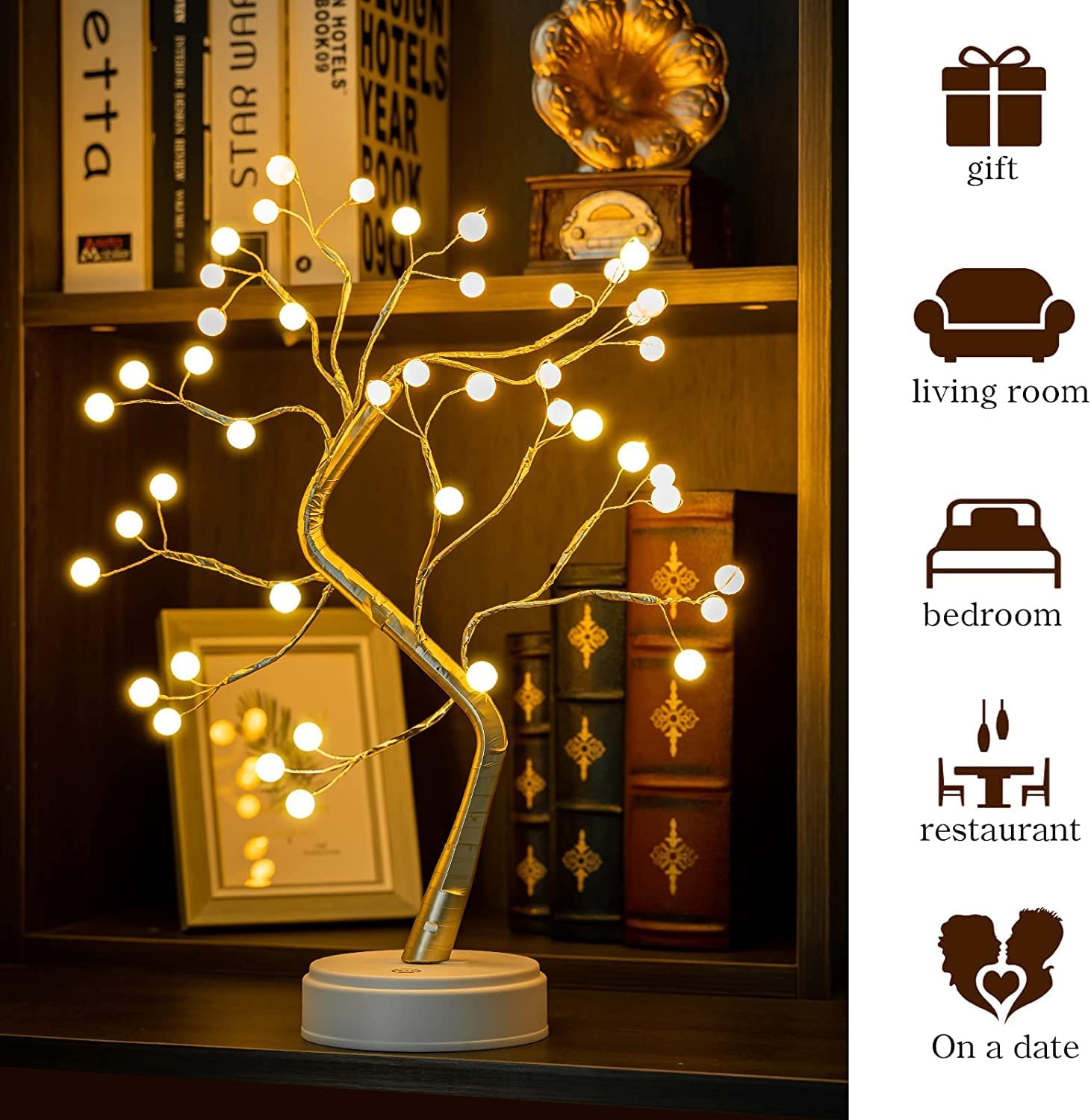 REFULGIX Bonsai Led Desk Tree Lamp, Desk Table Decor Fairy LED Lights for Home,Bedroom, Indoor,Wedding Party,Decoration Touch Sw