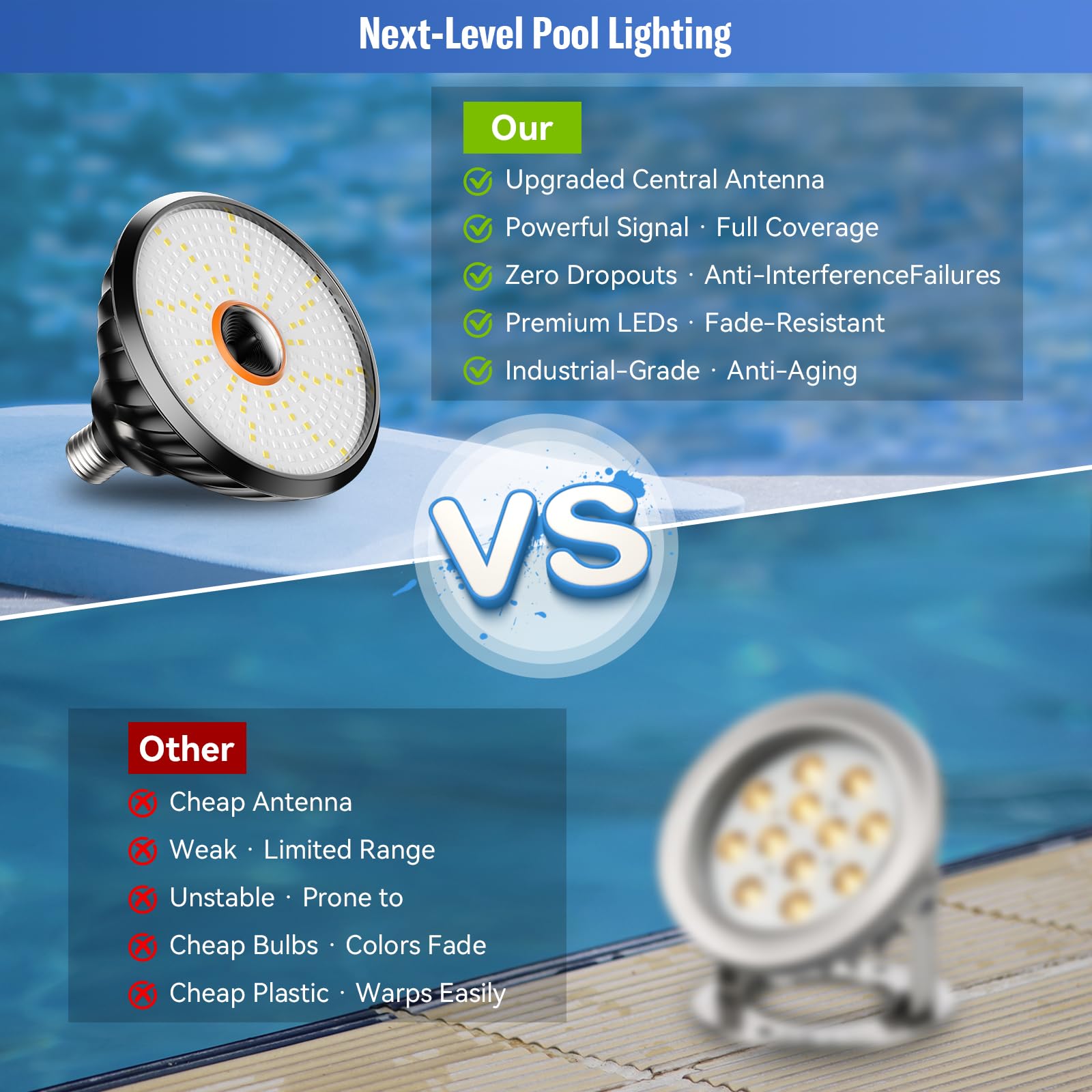 2025 Upgraded Pool Light Bulb, 120V 90W Color LED Pool Lights for Inground Pools, RGB Color-Changing & Remote Control, Enhanced