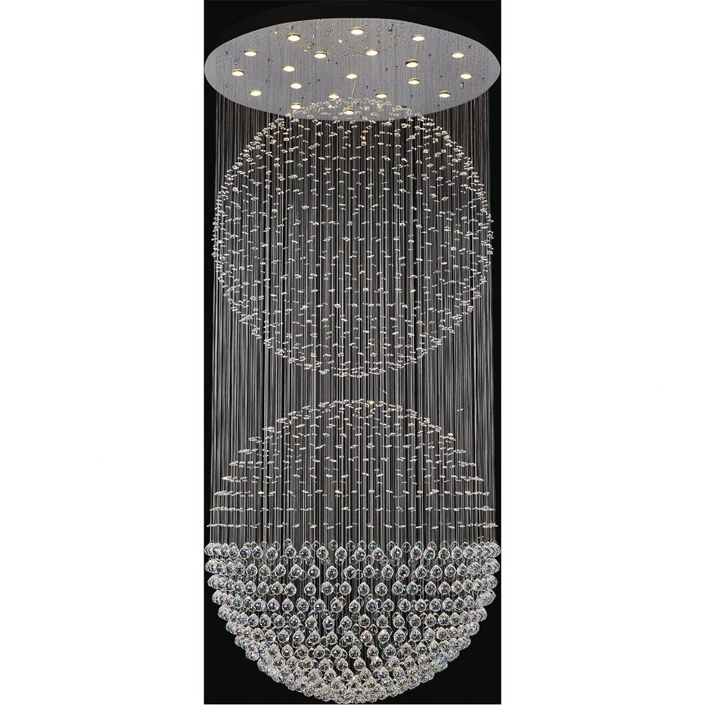Crystal World Cwi Lighting Double Sphere 21 Light Metal Flush Mount In Chrome