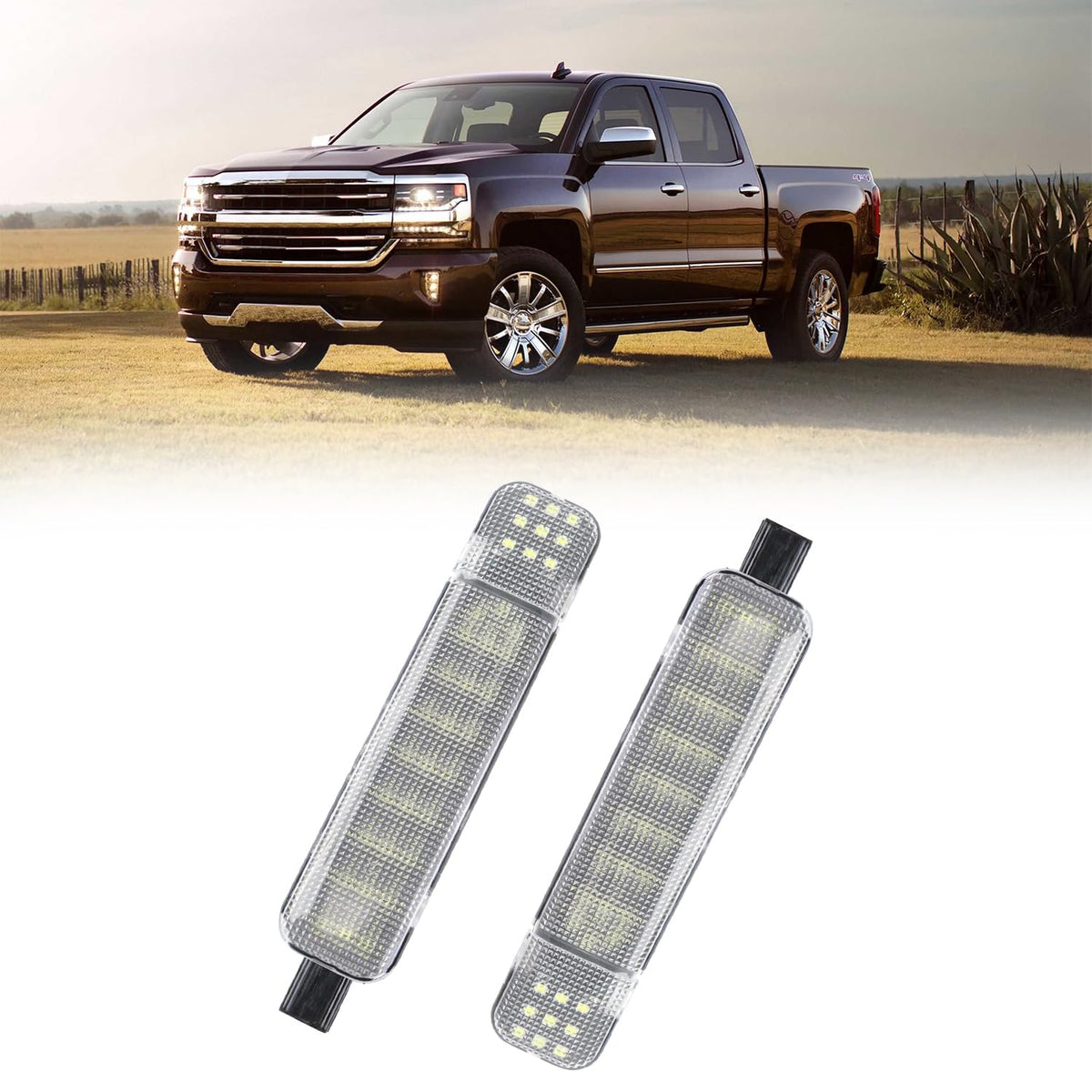 Gzztores Led Interior Door Panel Lights, 33 Smd Led Chips, Waterproof, Durable, High-Shock Resistant, White, 2 Pcs