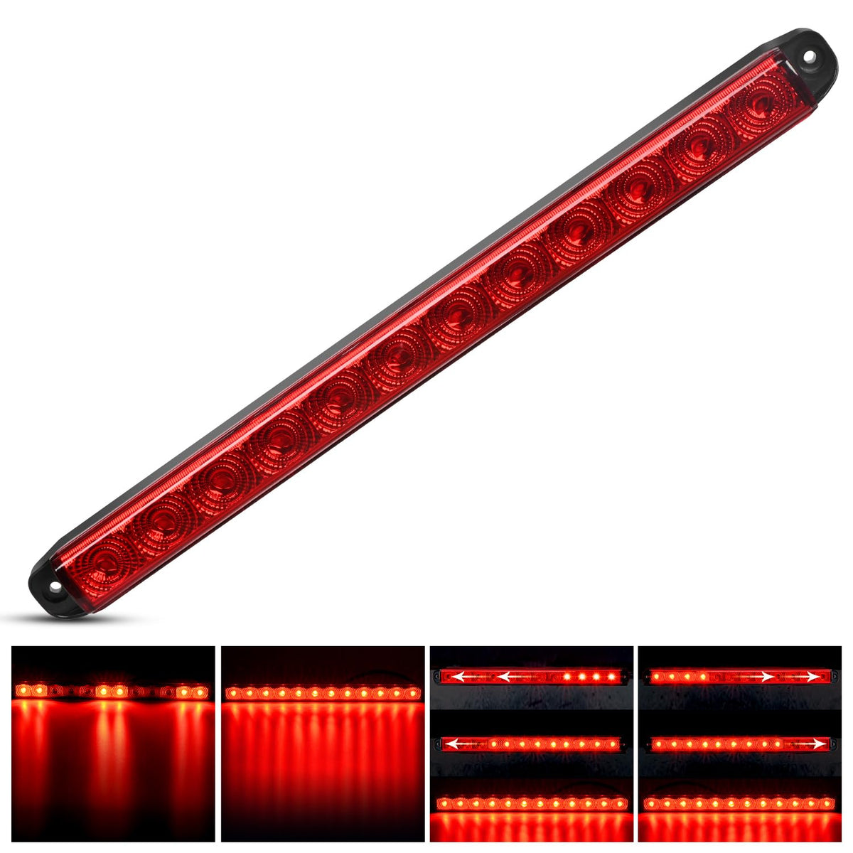 Nilight Trailer Light 16Inch 12 Led Red Running Brake Sequential Turn Signals Lights Waterproof Rear Maker Id Bar For 12V Boat T