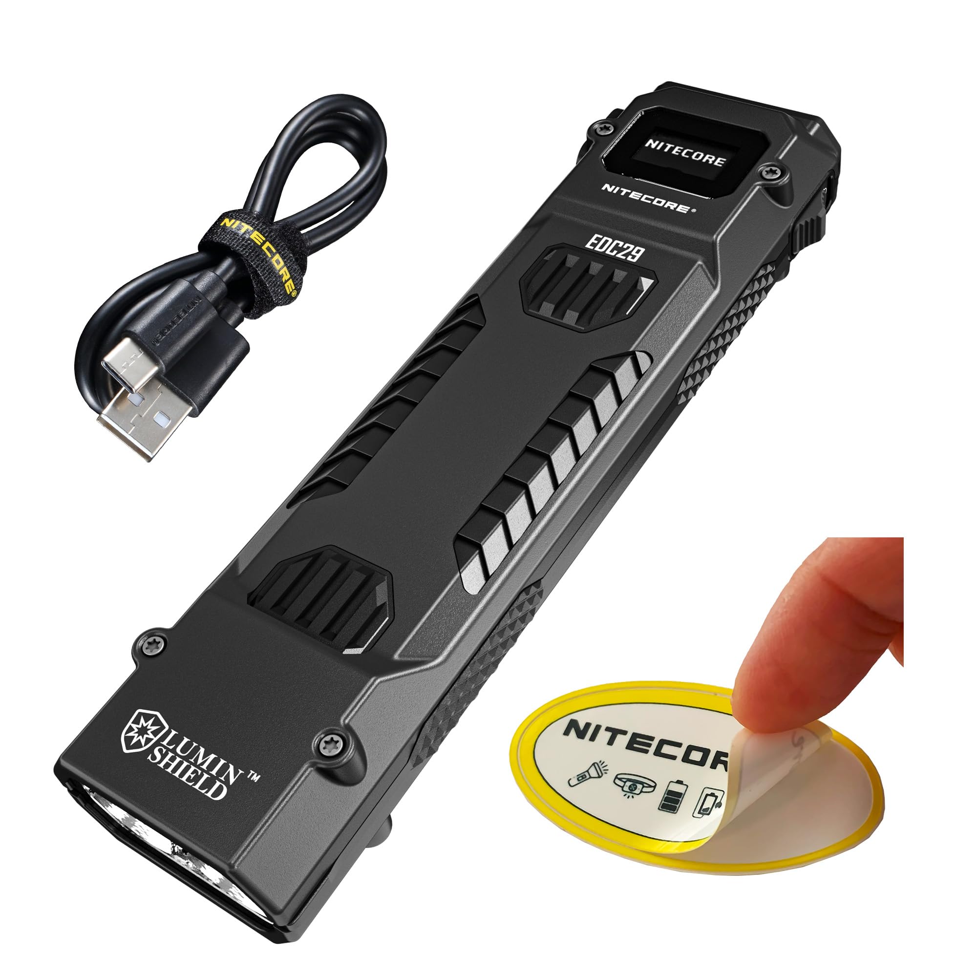 Nitecore EDC29 EDC Tactical Flashlight, 6500 Lumen USB-C Rechargeable Slim Flat Shape with Spotlight Floodlight Strobe Modes Dig