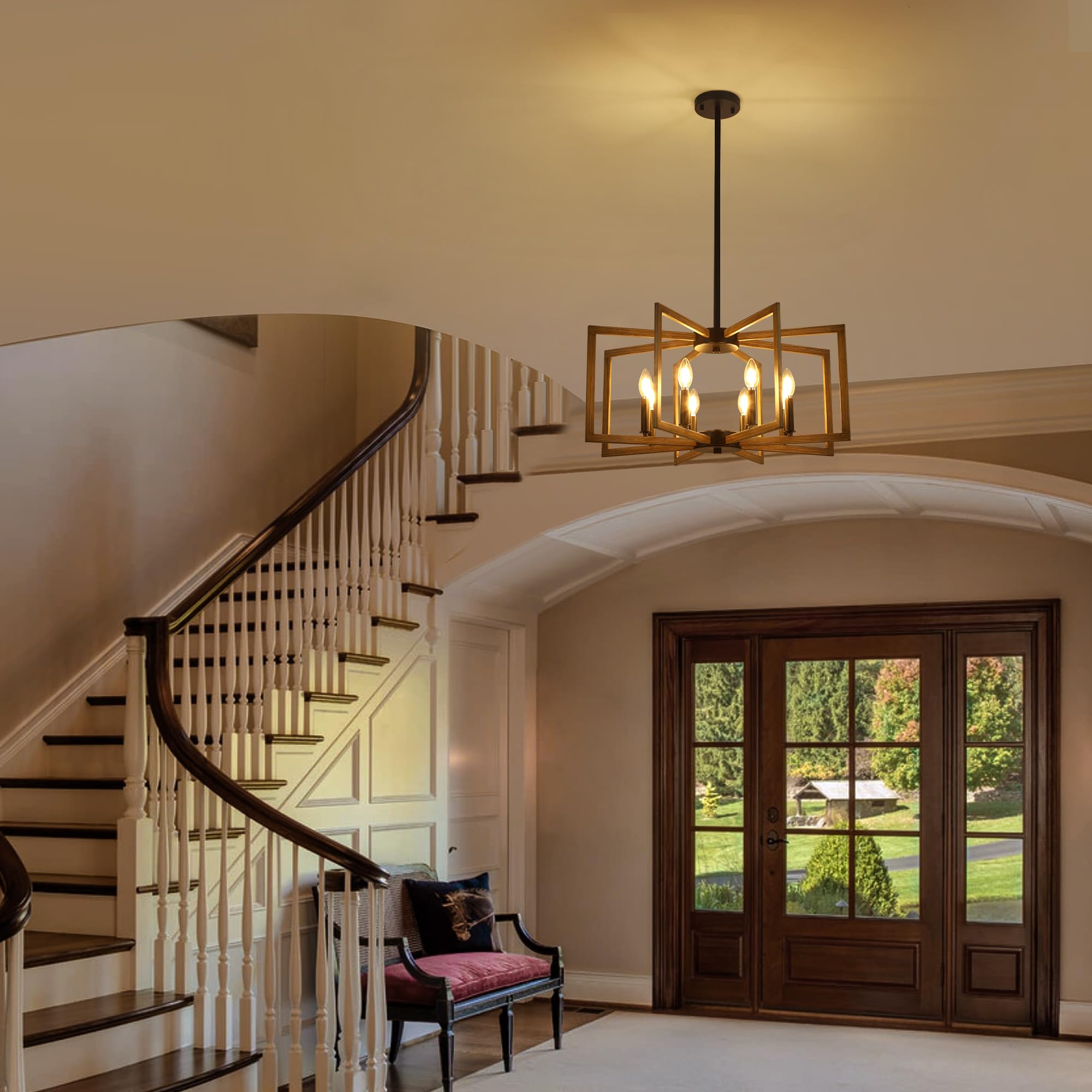 Klgxnrd 8-Light Modern Farmhouse Chandelier, Vintage Geometric Dining Room Lighting Hanging, Industrial Chandelier For Kitchen I