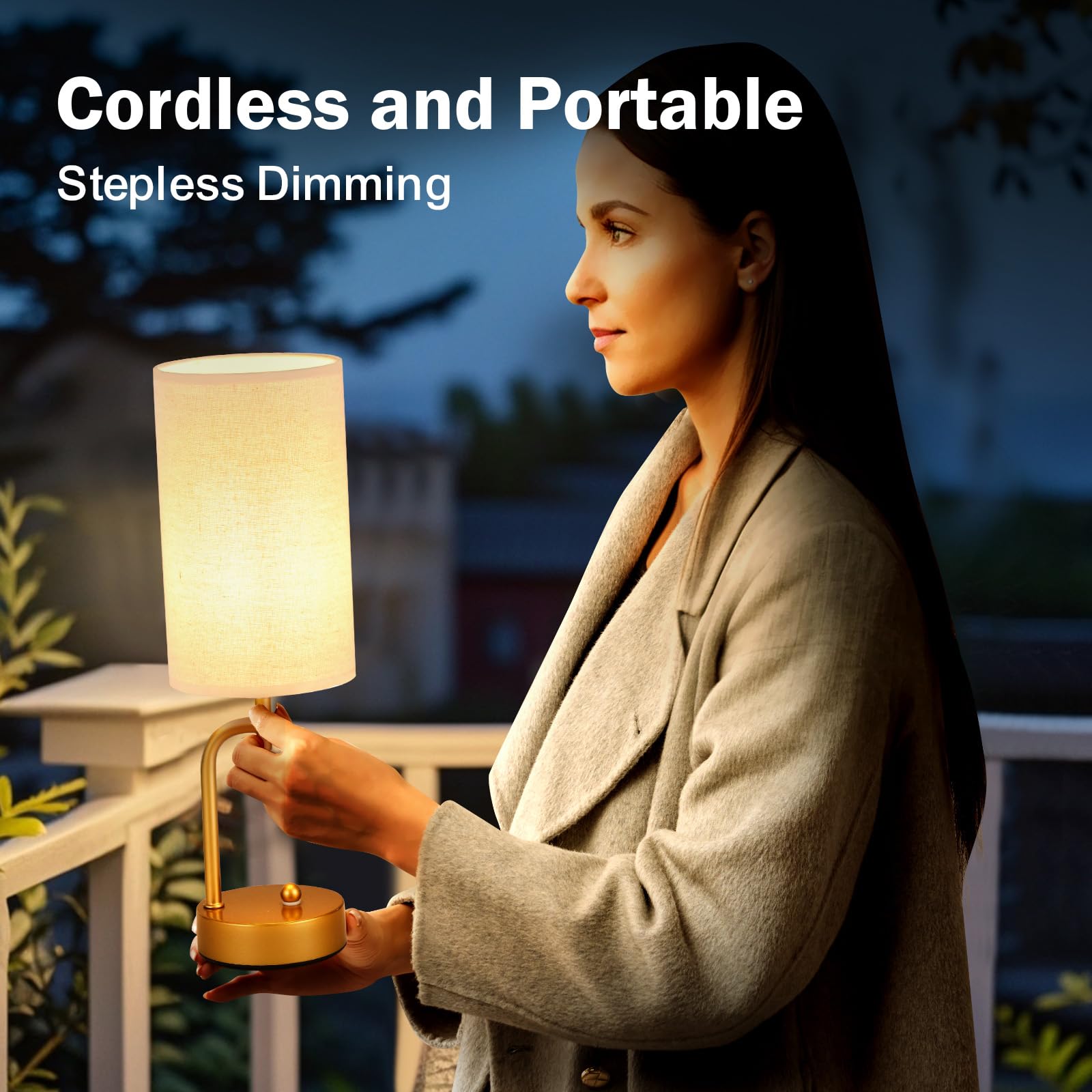 Dreamholder 2 Pack Cordless Bedside Table Lamp, 5000mAh Rechargeable Battery Operated Touch Desk Lamp, 3 Way&Stepless Dimmable P