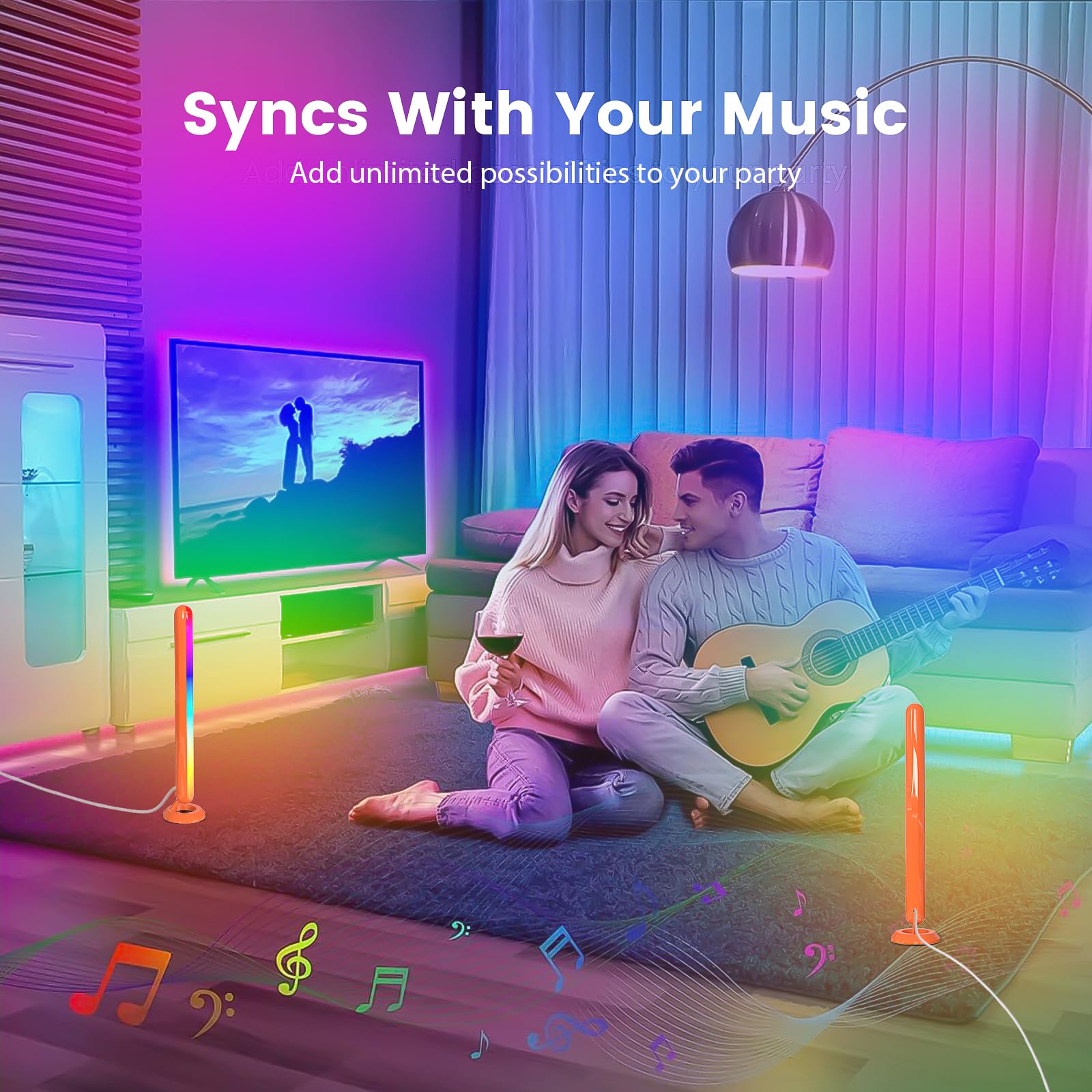 Smart Led Light Bars, Borllyem Tvledicww Tv Backlight High Brightness With Double Light Beads, App Control, Rf Remote, Music Syn