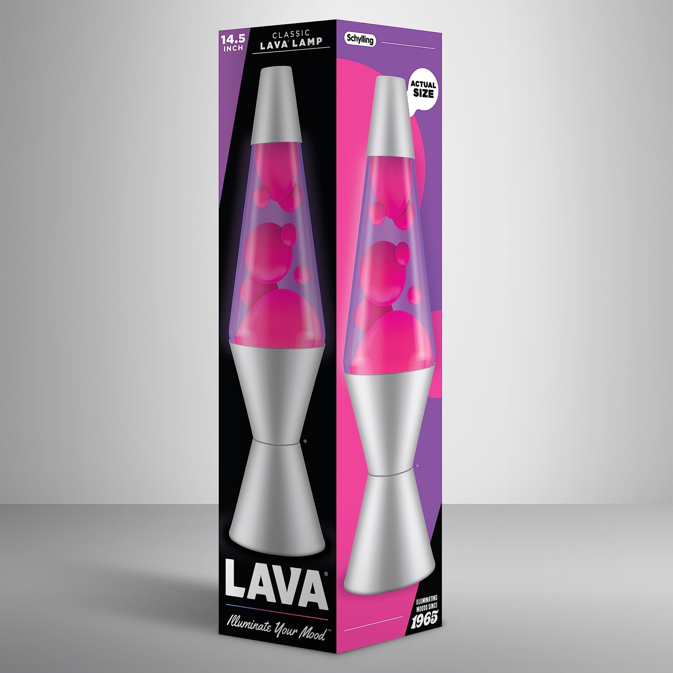 Lava 2121 Classic Motion Lamp, 14.5" Pink/Purple Glass, Silver Base