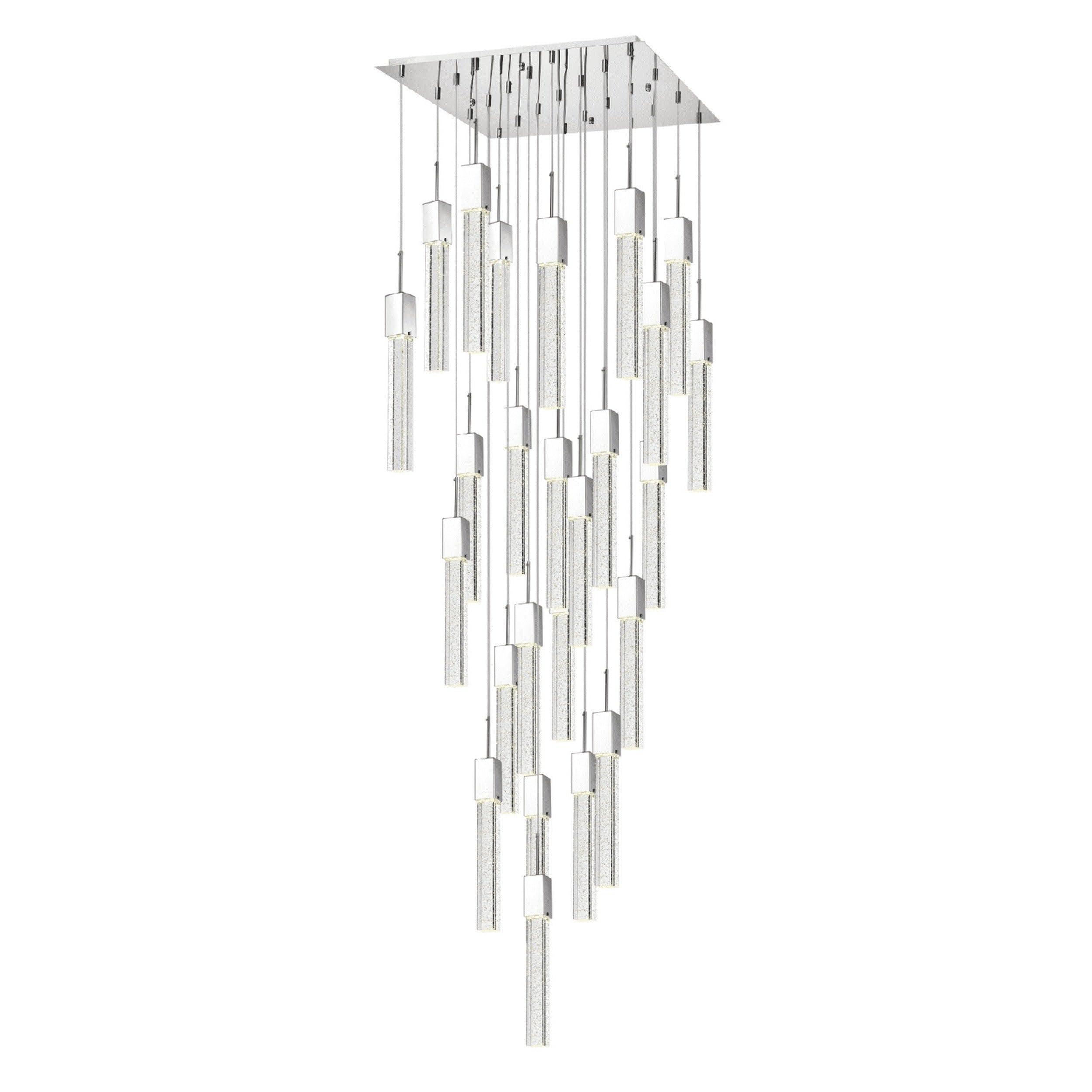 Finesse Decor Sparkling Night Chandelier, 25 Light, Acrylic, Silver, Model FN-1133-25, Contemporary Design for Bedroom, Dining Room, Living Room