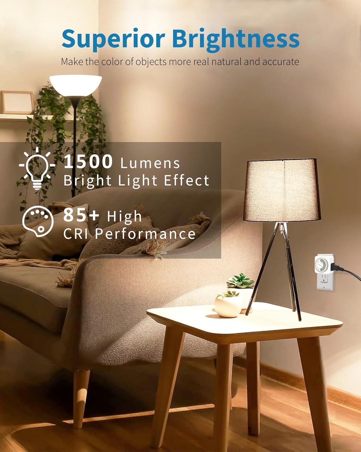 Tjoy Led Light Bulbs, 100 Watt Equivalent A19, 5000K Daylight Led Bulb, 15W Bright White Energy Saving Lightbulbs With E26 Stand