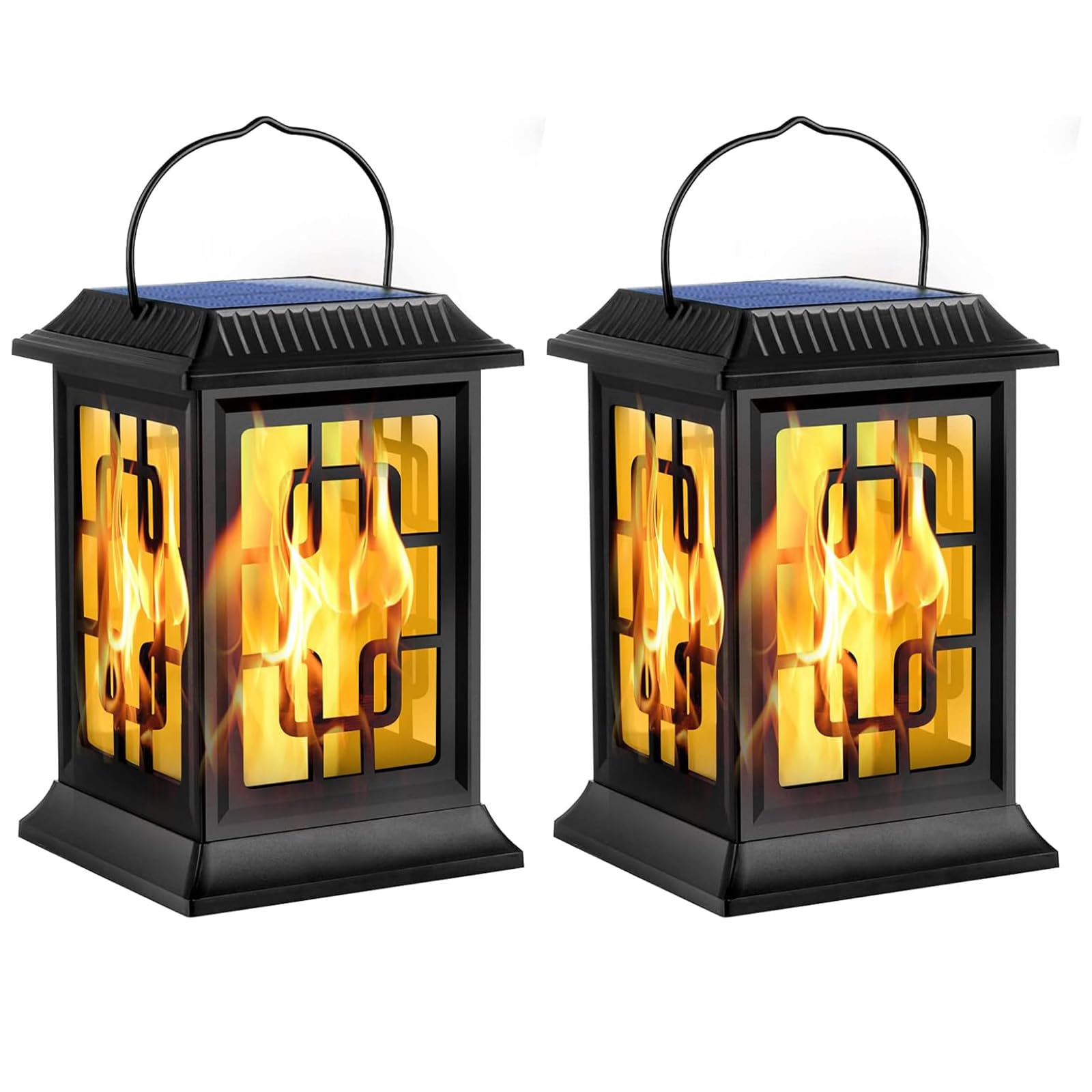 Ambaret Flickering Solar Lantern Outdoor, Waterproof Hanging Flame Solar Powered Lantern for Pathway, Tabletop, Patio, Garden De