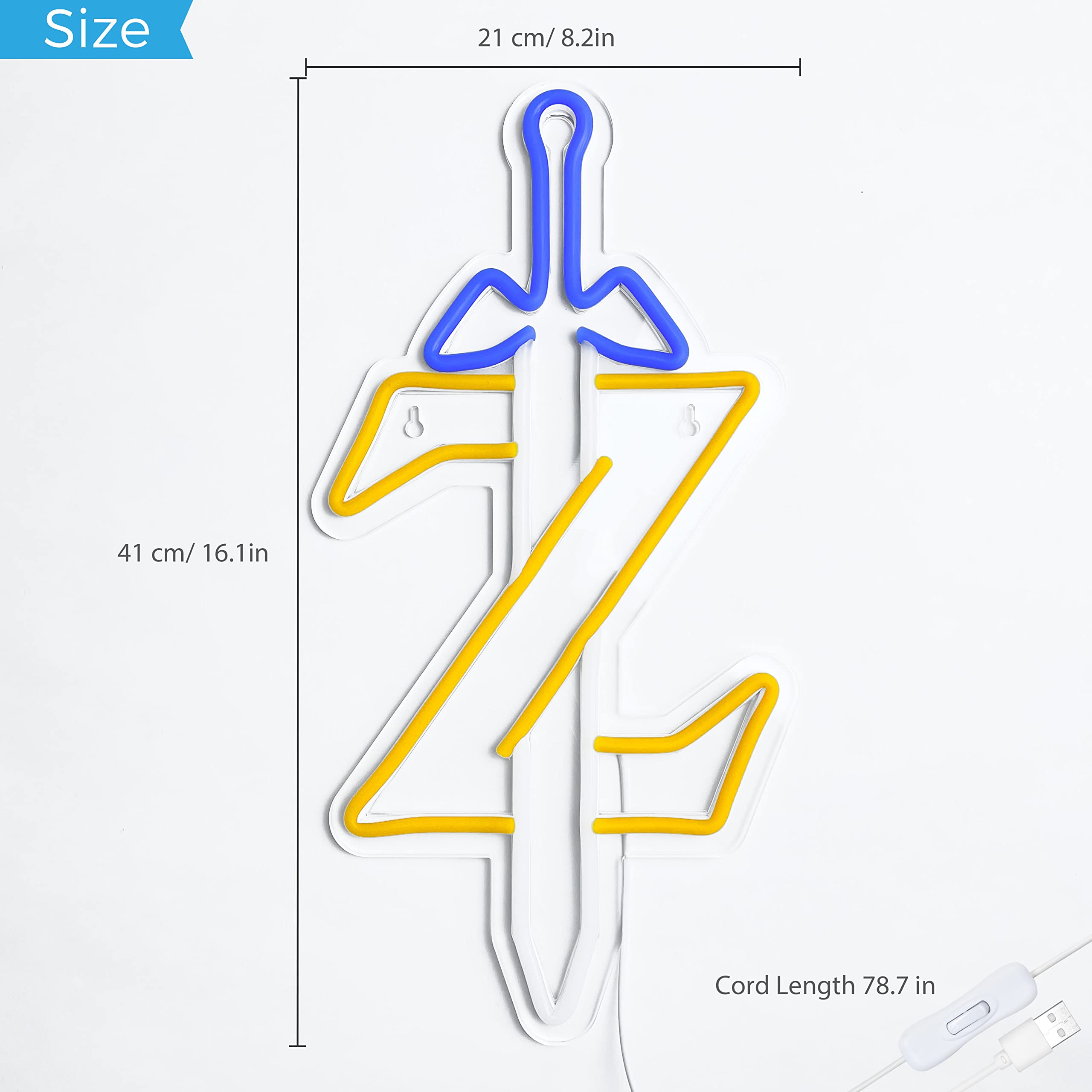 JOSEBRU Zelda Neon Sign, LED Light for Gaming Room Decor, 8.2x16.1 inches, Blue/Yellow/White, Model XL-Z decorative replica cutting edge