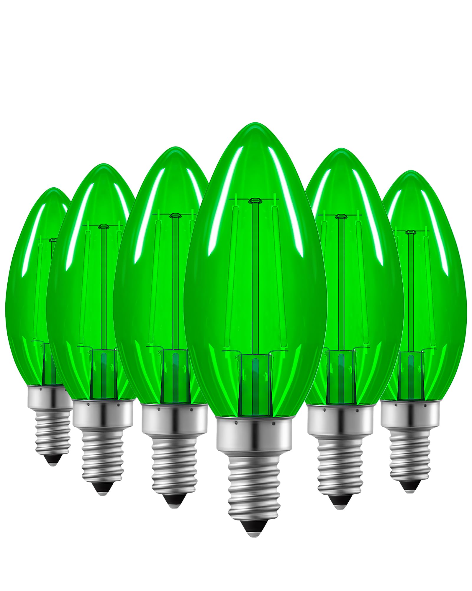 Edishine C35 Green Dimmable Led Light Bulbs For Easter/St. Patrick'S Day, 5W Equivalent 60W, Led Filament Light Bulb, 6 Pack E12