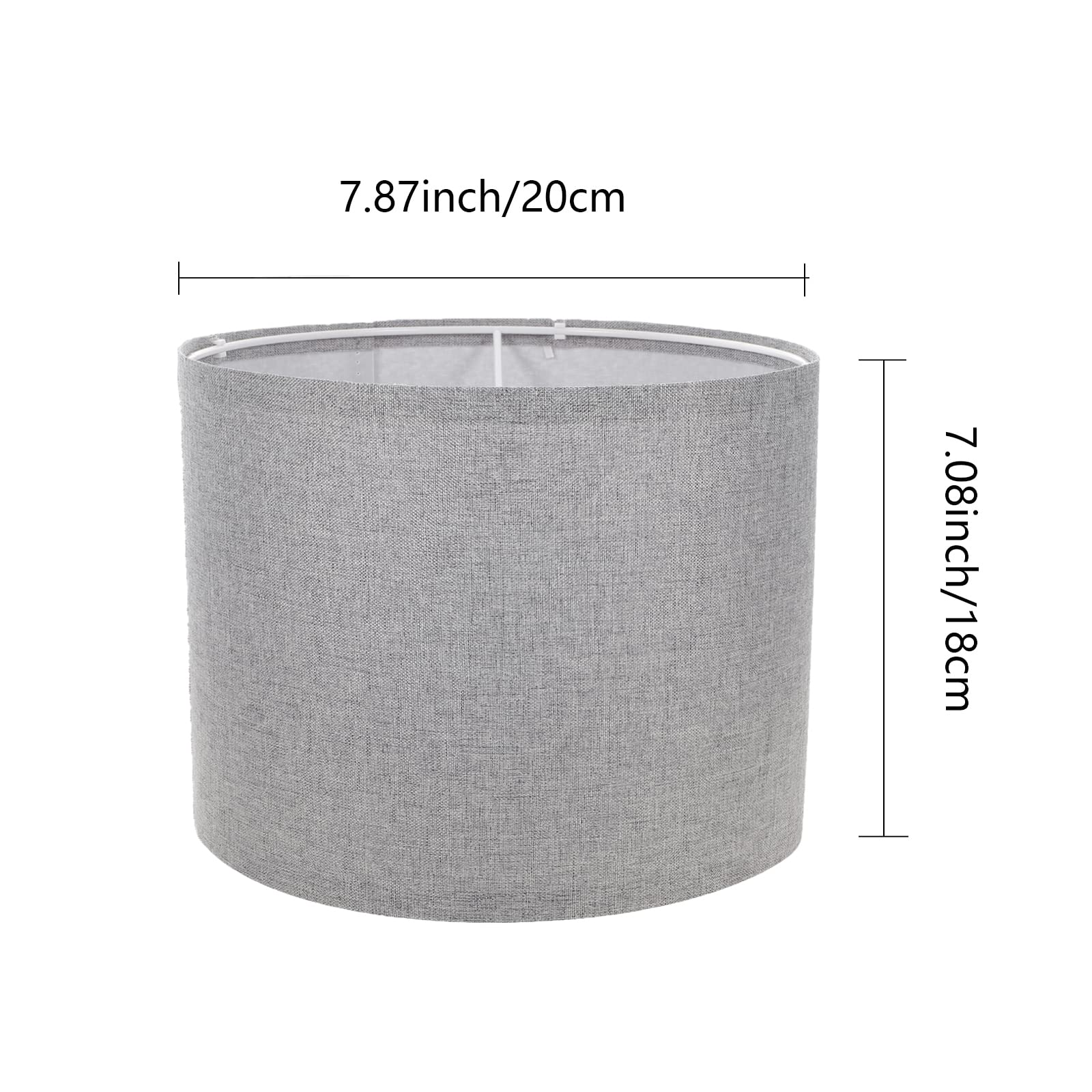 Cloth Lamp Shade Round Lamp Small Drum Lamp Shades Fabric Lampshades Barrel Lamp Shades For Table Lamps Floor Lamps (Light Grey)