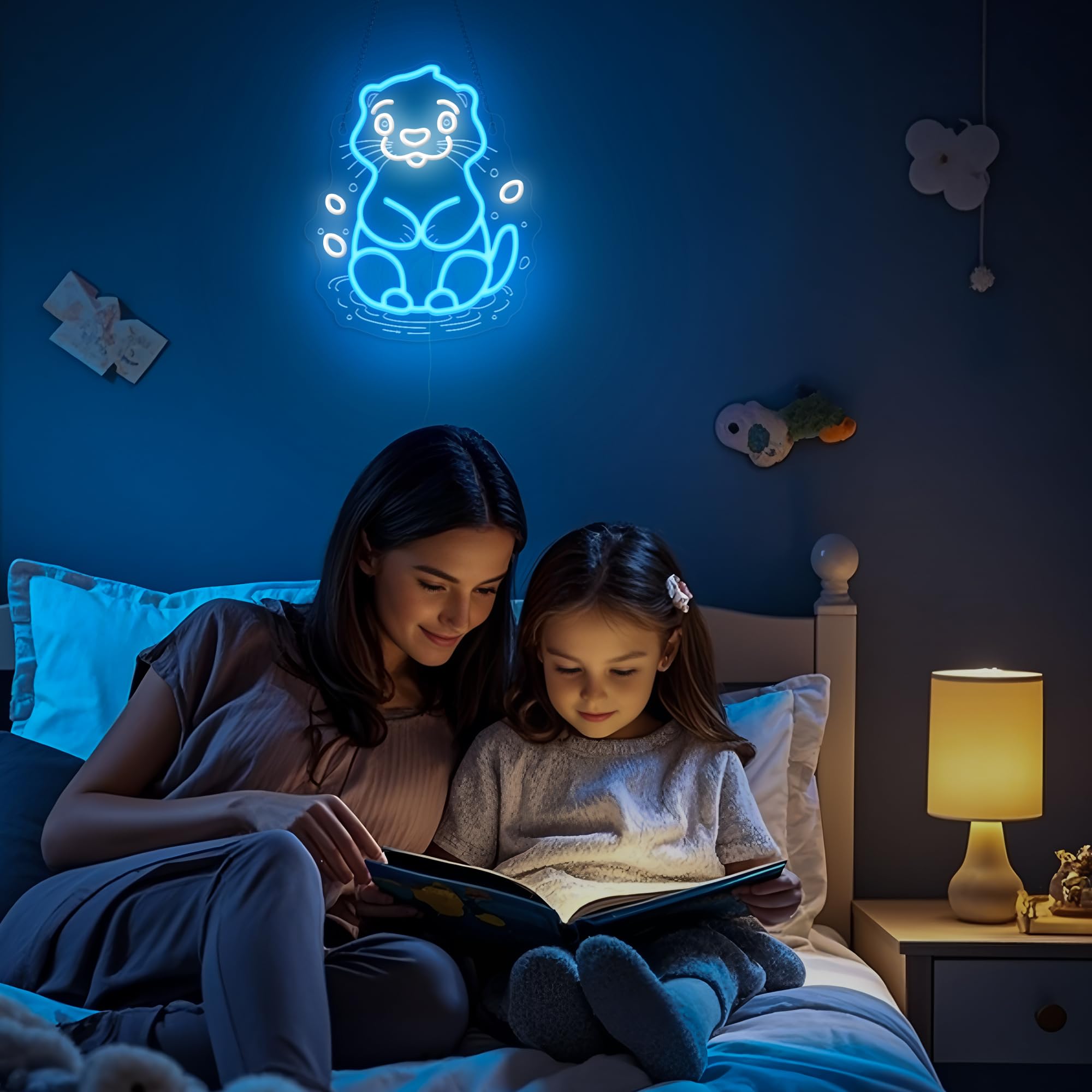 OkiyiD Sea Otter Neon Sign - USB-Powered Glass Wall Decor, 11.8" x 16.15", Perfect for Kids Bedroom & Gifts for Otter Lovers