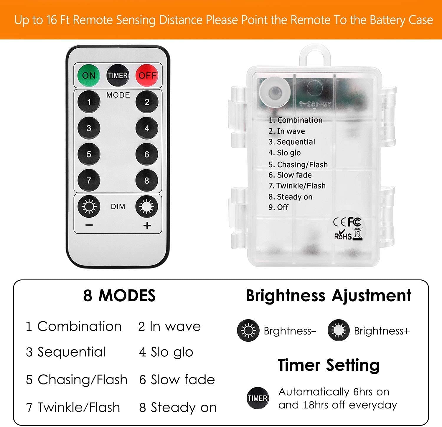 Bebrant 40Ft Led Rope Lights - 120 Leds, 8 Modes, Battery Operated, Waterproof Fairy Lights