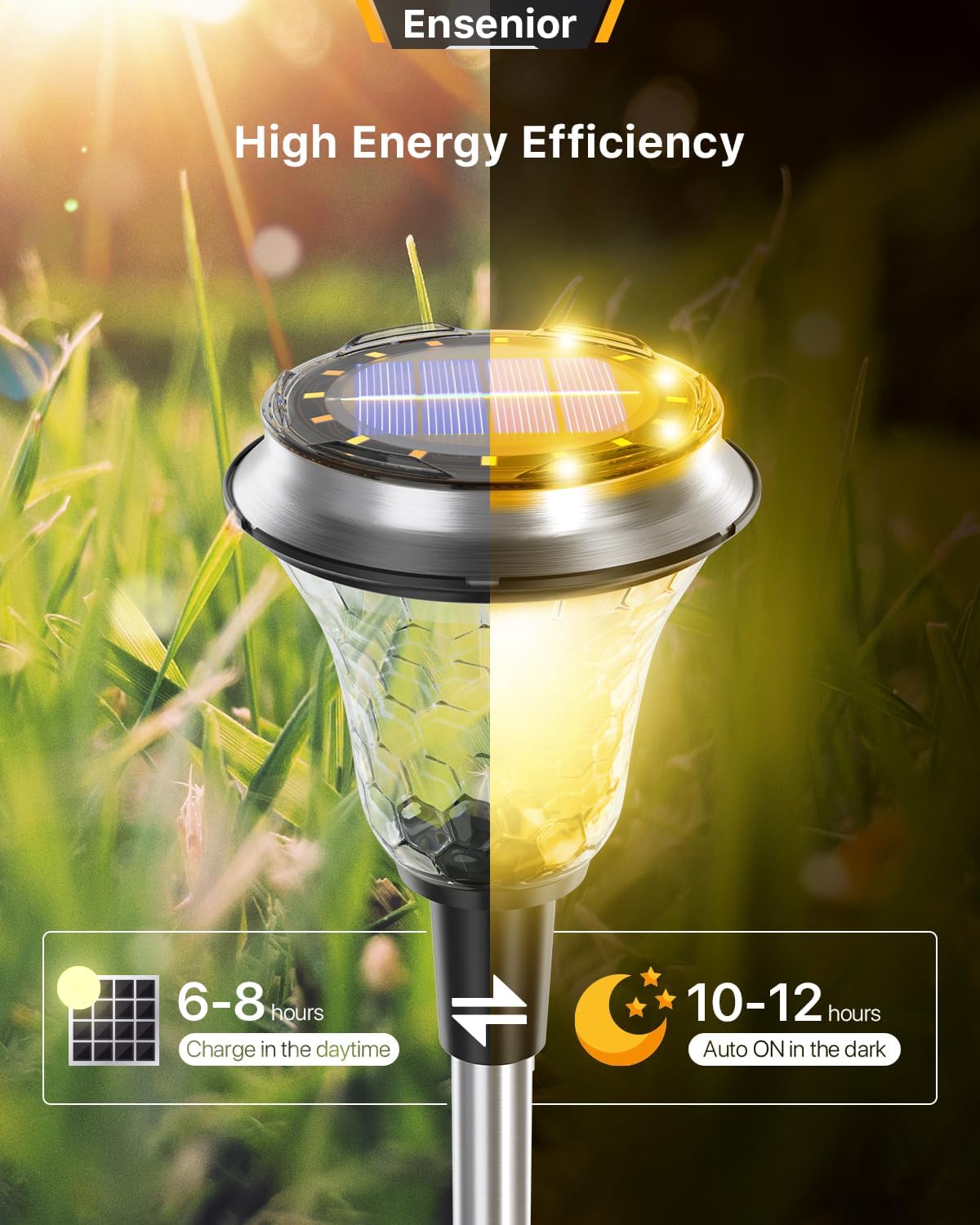 Ensenior Solar Outdoor Lights, Waterproof 6 Pack, LED Solar Landscape Up and Down Lighting for Pathway, Yard, Garden and Patio,