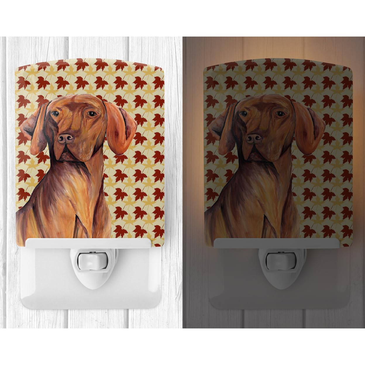 Carolines Treasures Night Light, Ceramic, Vizsla Fall Leaves, 6x4x3 inches, Multicolor, Model SC9219CNL