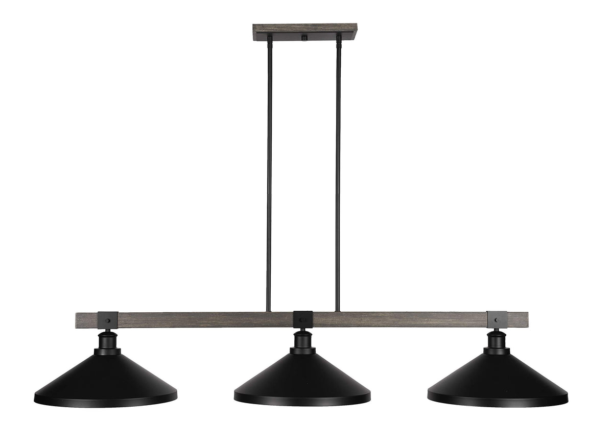 Tacoma 3 Lt Island Matte Black & Paint Distressed Wood-Look (1863-MBDW-424-MB)