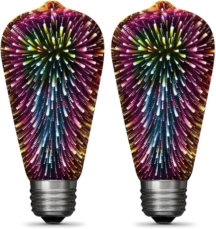 Feit Electric ST19 LED Light Bulb, 3D  , Multicolor, Pack of 2, Plastic