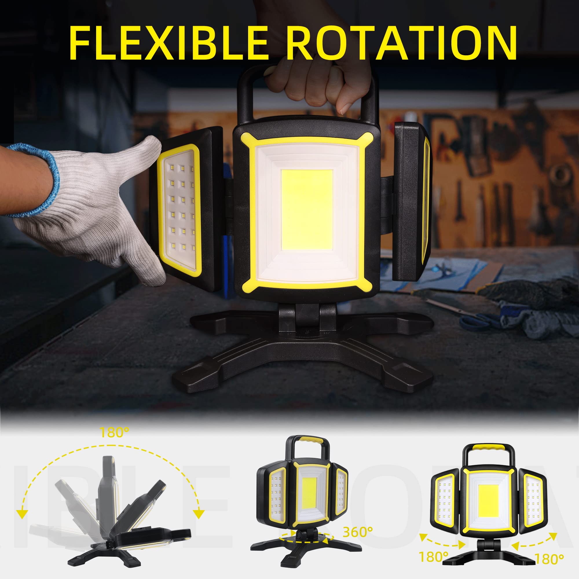 Magnetic Light, Portable Led Work Light With 5 Light Modes, Magnetic Base Rechargeable Battery Operated Cob Flashlight, Hold To