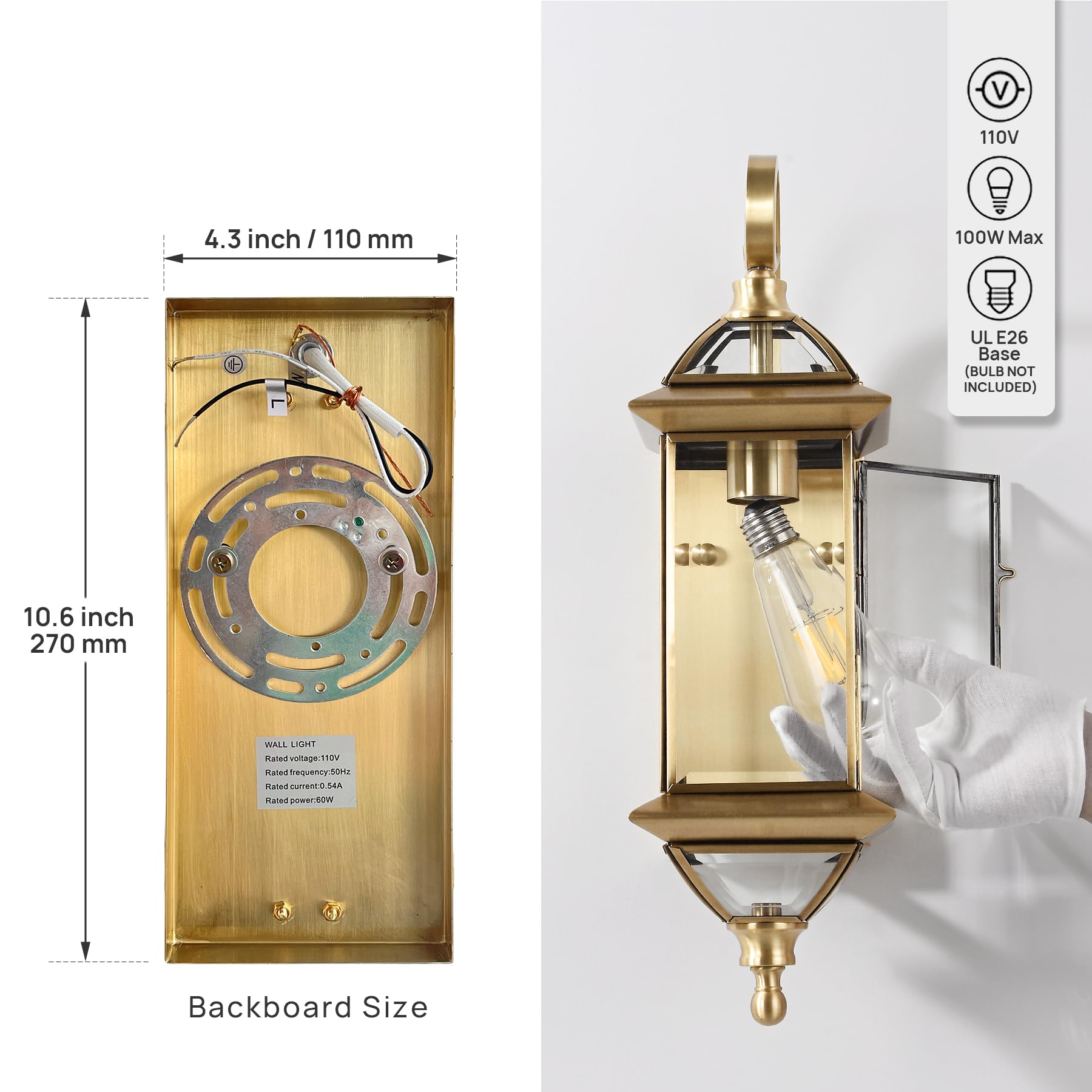 Gazelighting Copper Outdoor Lights Wall Mount 18.5&quot; H Porch Light Oil Rubbed Brass Exterior Light Fixture With Clear Glass,Outside Lighting For Patio, Garage, Frontdoor 1 Pack,Bulb Not Included