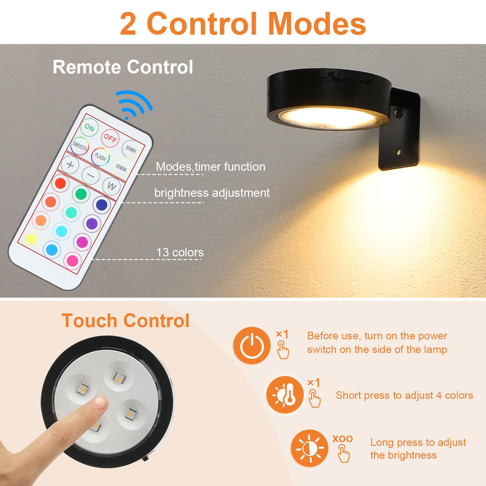 Glighone Rechargeable Battery Picture Light 3Pcs RGB Magnetic Wall Lights with Remote Dimmable Timer - RGB Black, Model 8018e8da