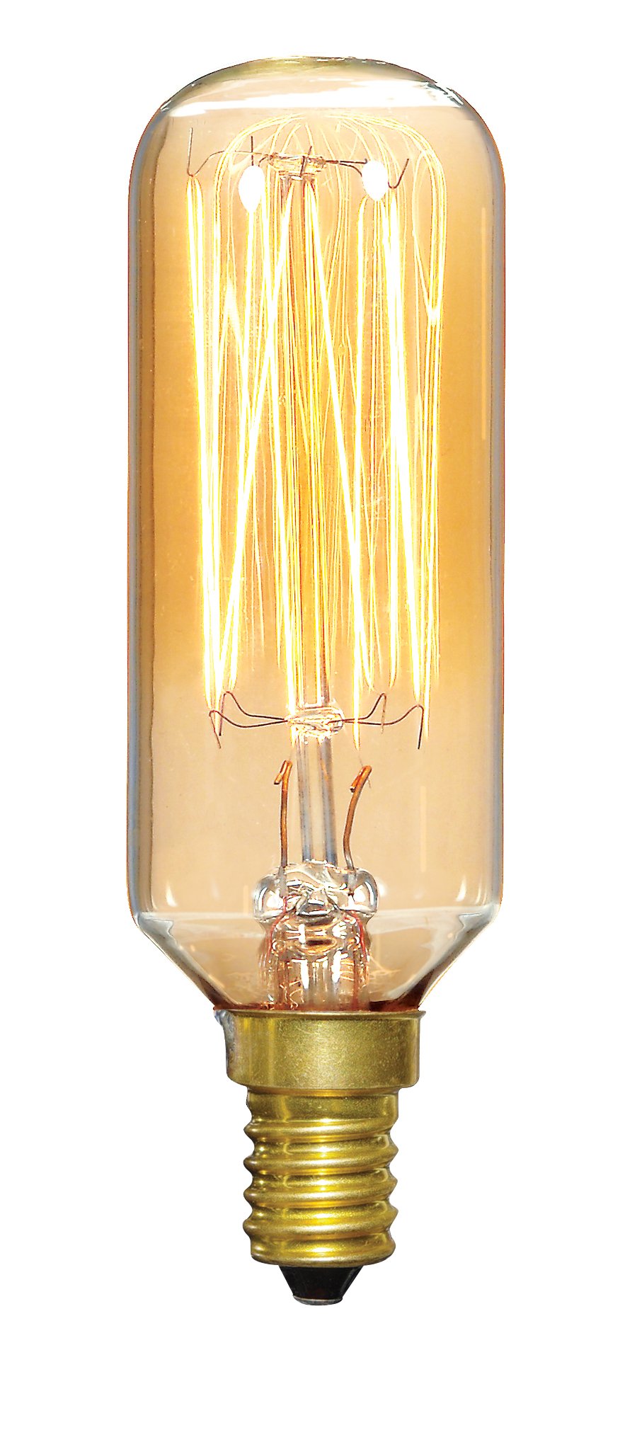 Satco S2420 40 Watt 20 Lumens T9 Incandescent Candelabra Base Soft White 2700K Vintage Cage Gold Coil Design Light Bulb, Dimmabl