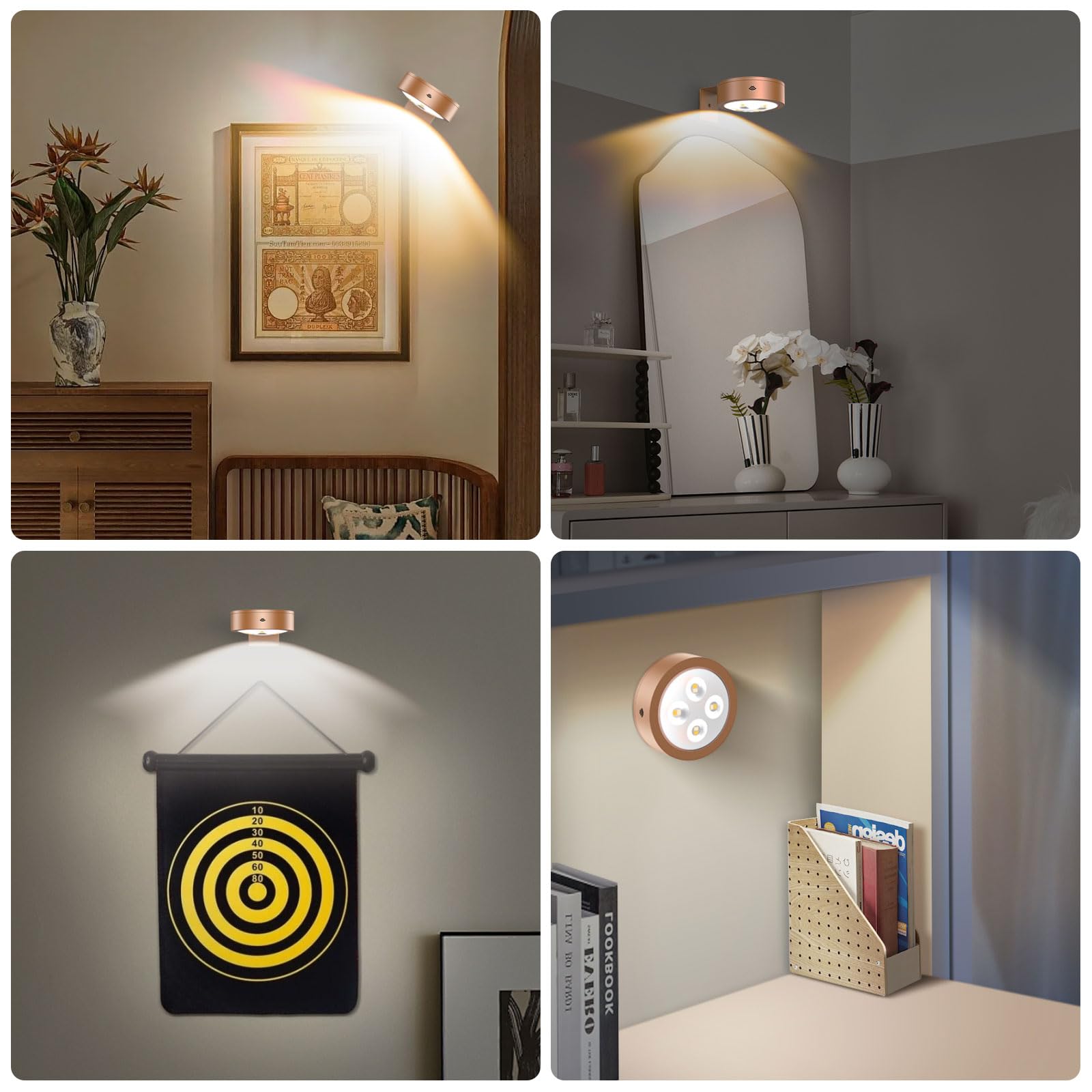 3Pack Battery Operated Picture Light Wireless Wall Sconces For Pictures Dimmable Art Display Lamp With Remote,Magnetic Painting