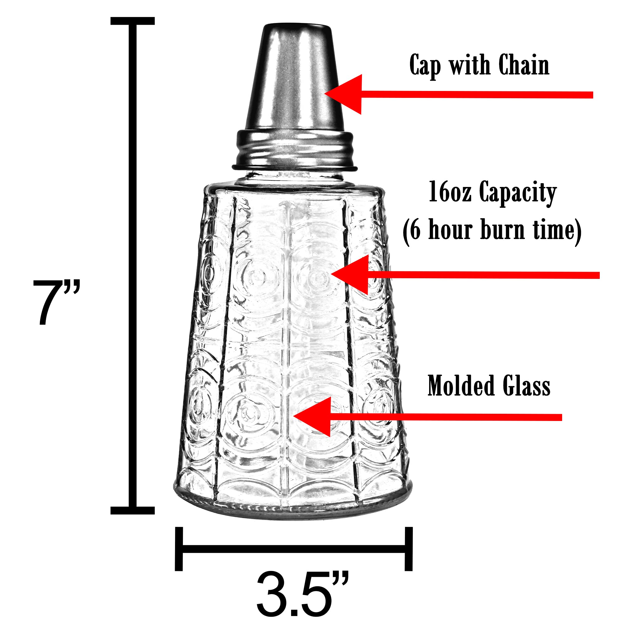 Seraphic Citronella Oil Lamp Torch Set Of 6 - Glass Table Top Candles For Patio & Garden