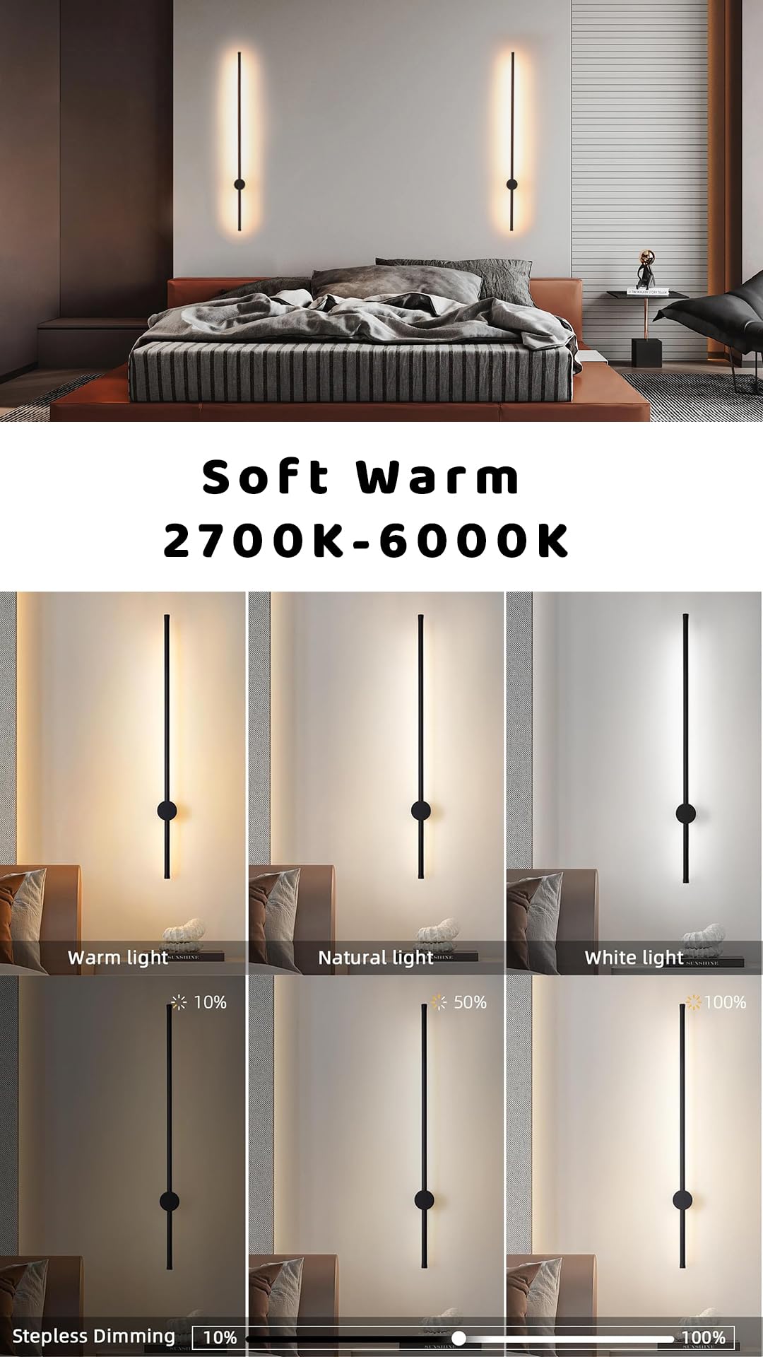 Blueye Battery Operated Wall Sconce Set Of Two,Remote Control,3Cct,No Flicker,40W Equivalent Picture Light,Aesthetics Decor,Blac