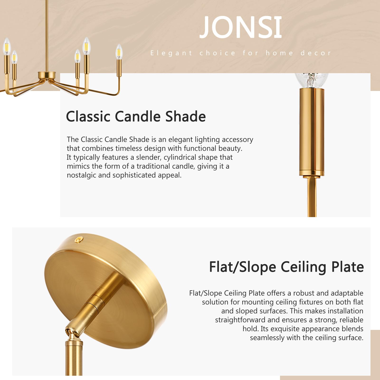 Jonsi Gold Chandelier - 26'' Modern Brushed Brass Chandelier Light Fixture 6 Light Industrial Candle Lighting Hanging Ceiling Fo
