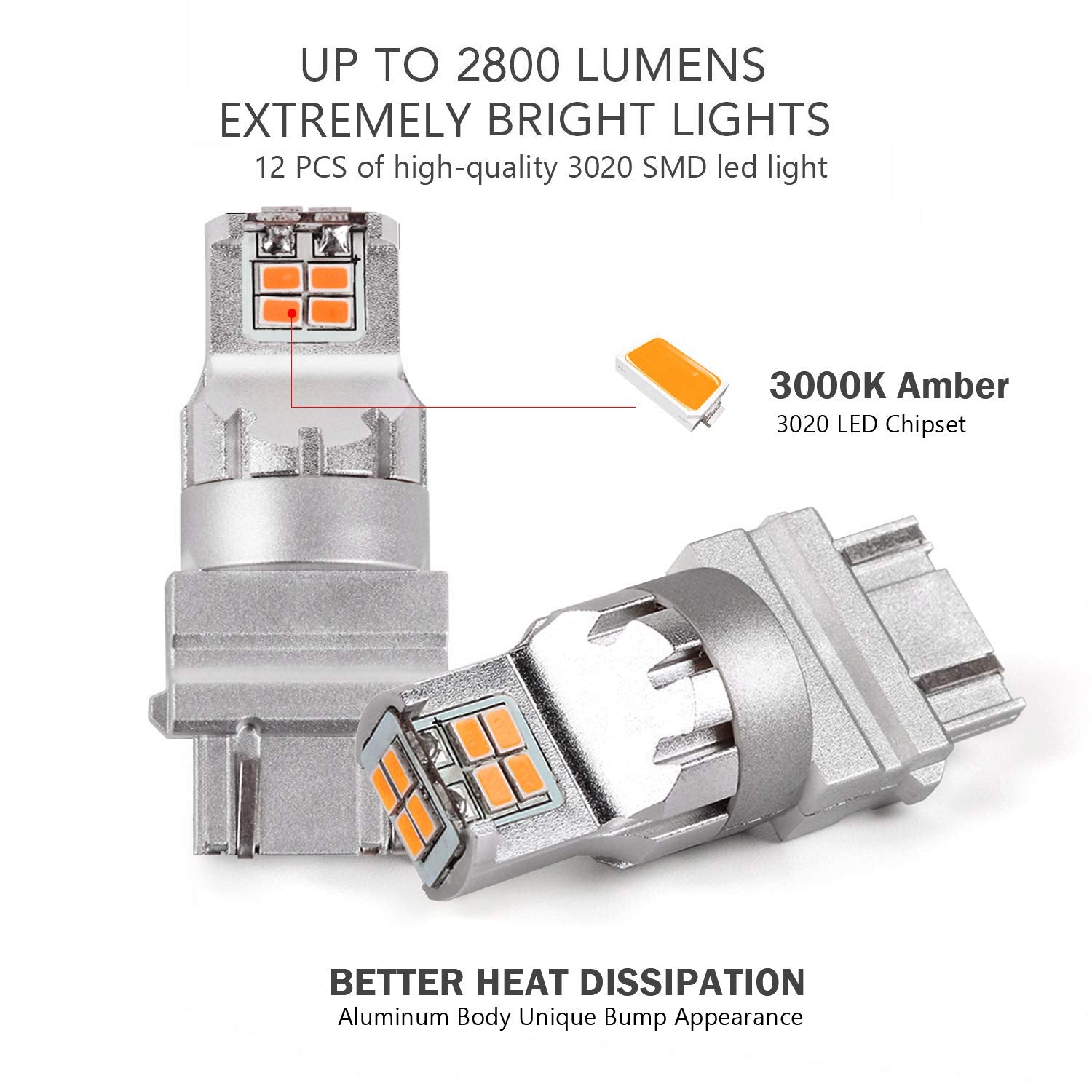 Jdm Astar High Performance Super Bright 1:1 Design 3020 Chips 3056 3156 3057 3157 4057 4157 Amber Led Bulbs