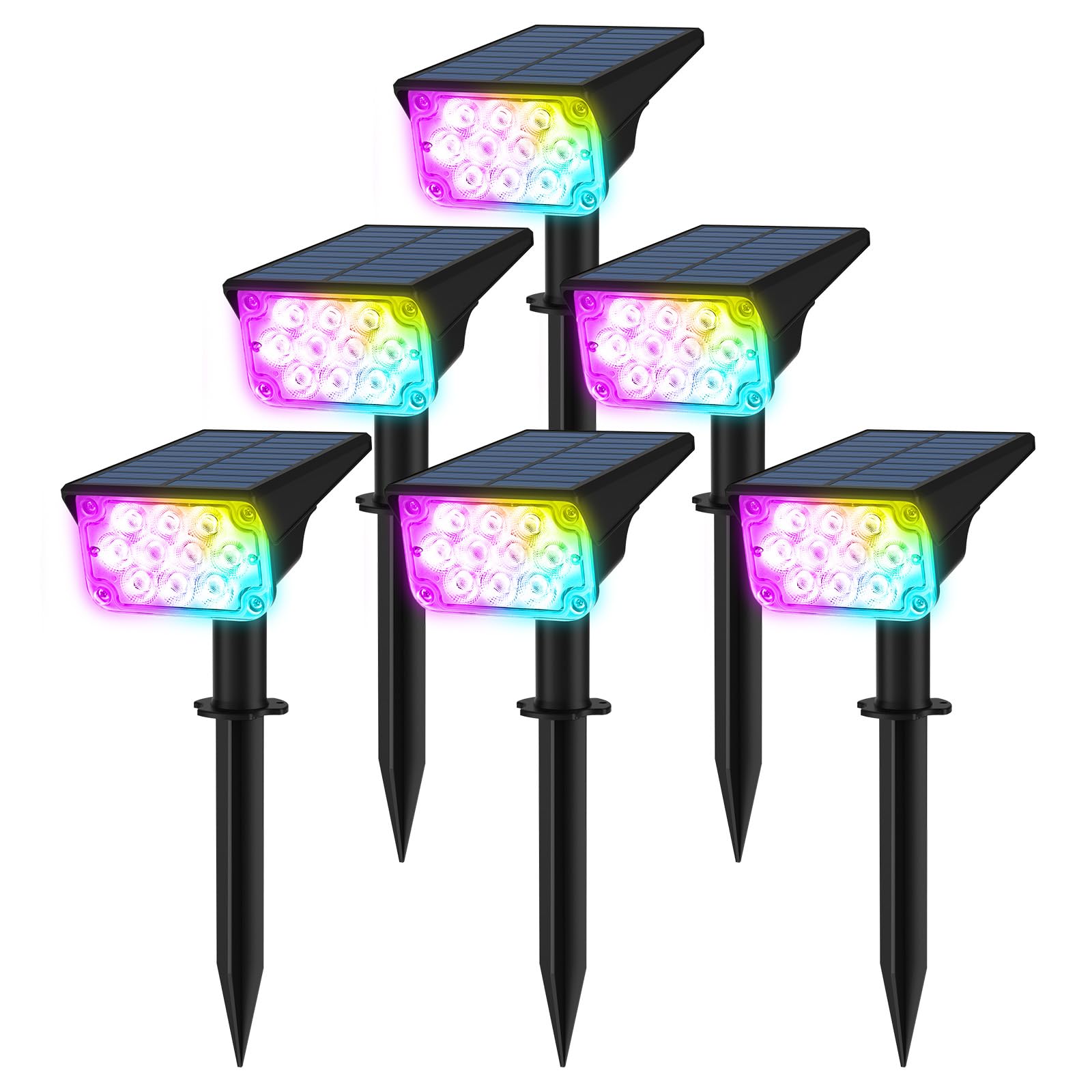 Halloween Solar Color Changing Lights Outdoor 7 Lighting Modes Waterproof IP65 Multicolor Landscape Spotlights Christmas RGB Upl