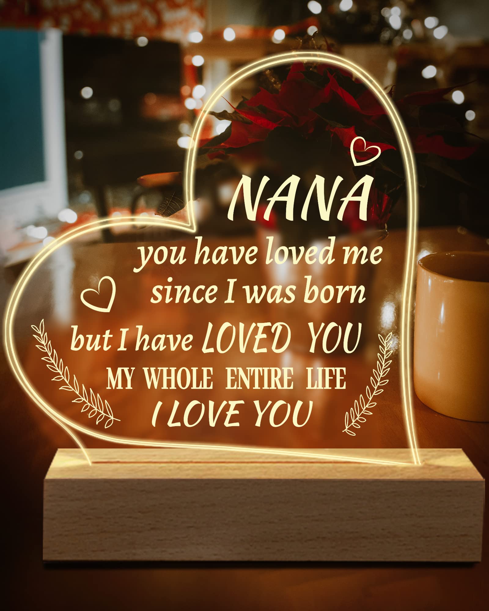 Hiipeenow Nana Gifts from Grandchildren, Engraved Night Light 15 * 19CM, Birthday Christmas Mothers Day Gifts for Nana, Grandma,