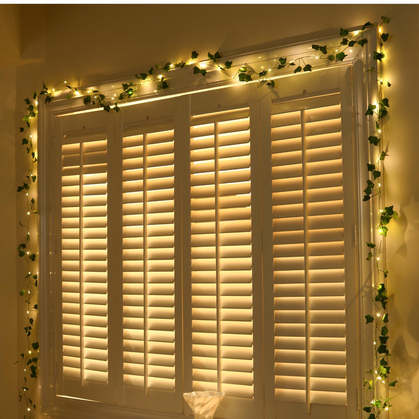 Nakolulu 40ft Ivy String Lights, 120 LED Warm White, USB & Battery Operated, Timer, 8 Modes, Model IVSL