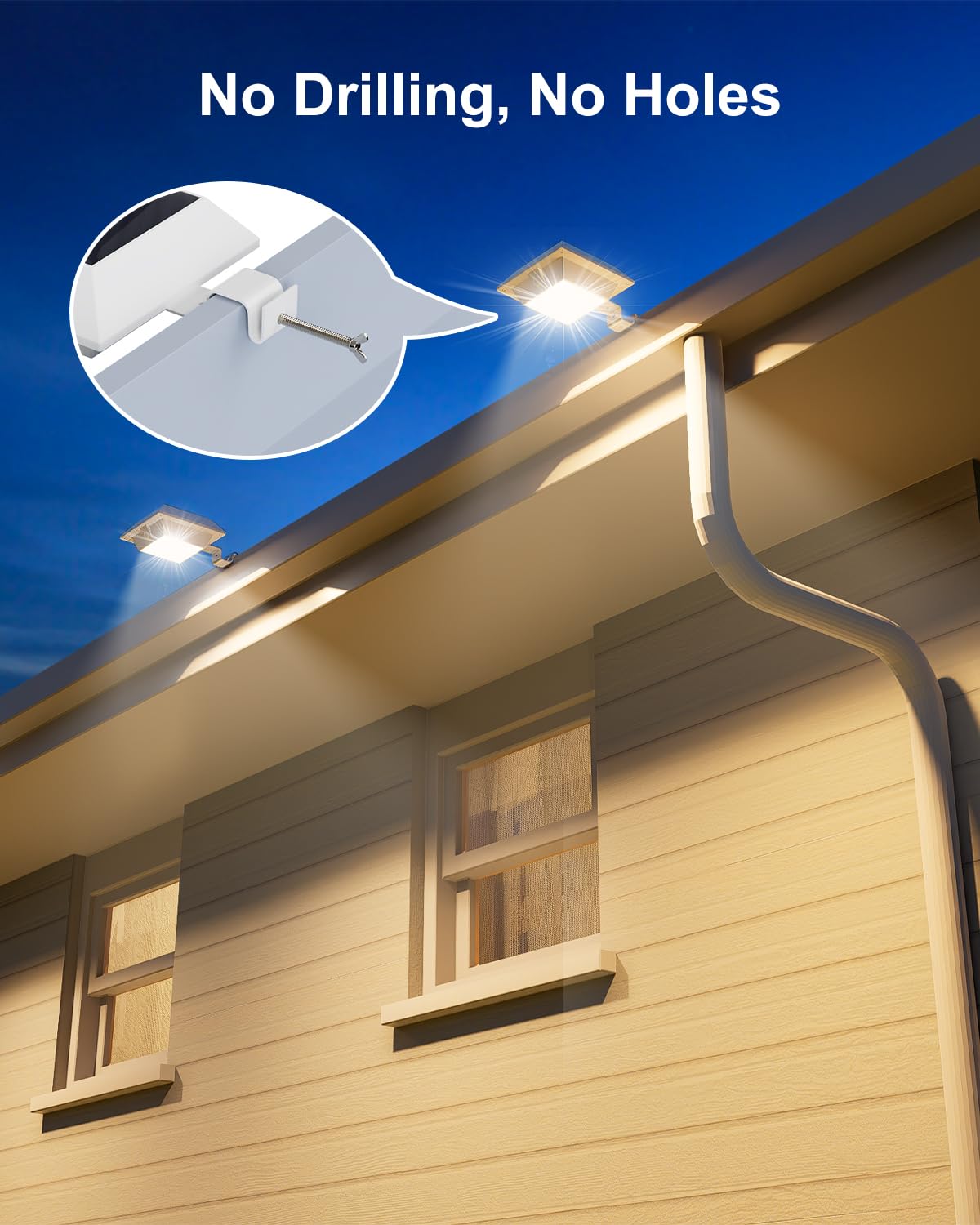 4 Pack Solar Powered Gutter Lights Outdoor Decorative Waterproof 12 Leds Yard Lamp For Fence, Railing, Outside Wall, Deck, Garde