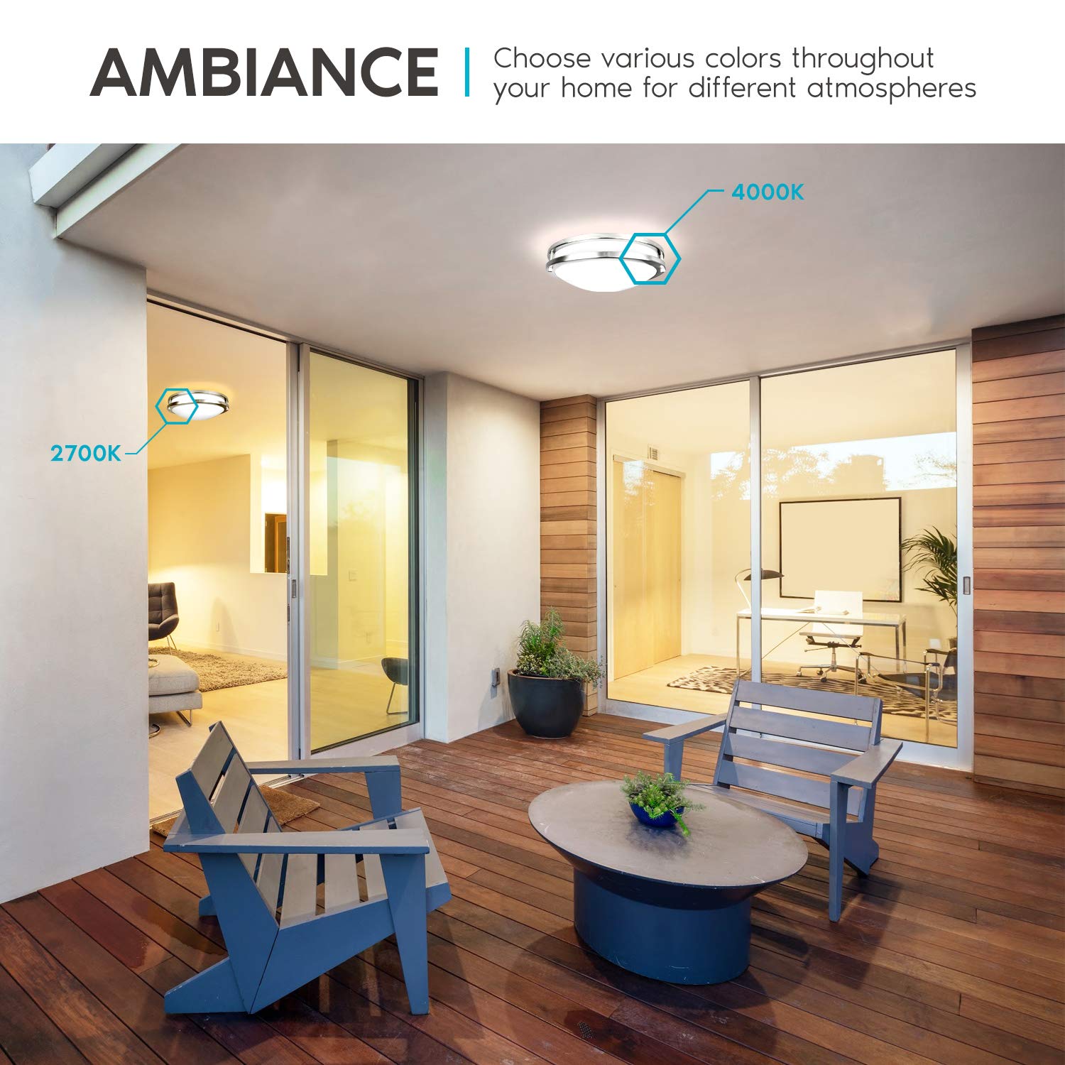 LUXRITE 12 Inch LED Flush Mount Ceiling Light, 14W, 1120 Lumens, Dimmable, CCT Selectable, Brushed Chrome, Model LR23281