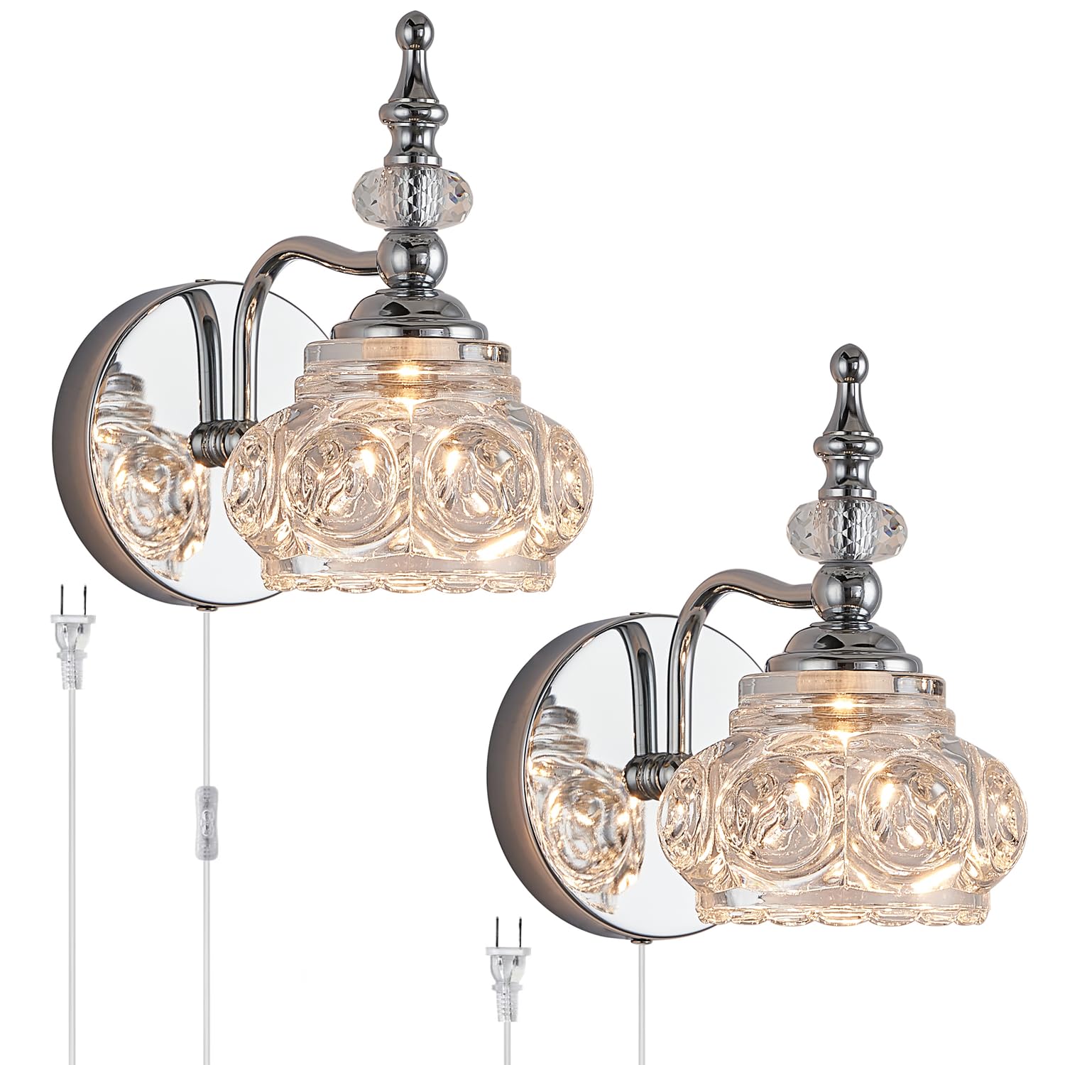 Djfhko Chrome Wall Sconces Sets Of 2 Chrome Wall Sconces Lighting Fixtures Bathroom Wall Sconce Lights For Living Room Chrome Wall Sconces For Bathroom Chrome Bathroom Light