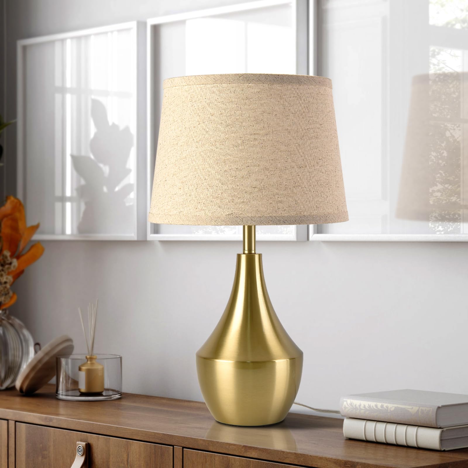Sionfungluxx Brass Gold Bedside Table Lamp, 19.3 Modern Table Lamp for Bedroom Nightstand, Cute Table Lamps for Living Room, Off