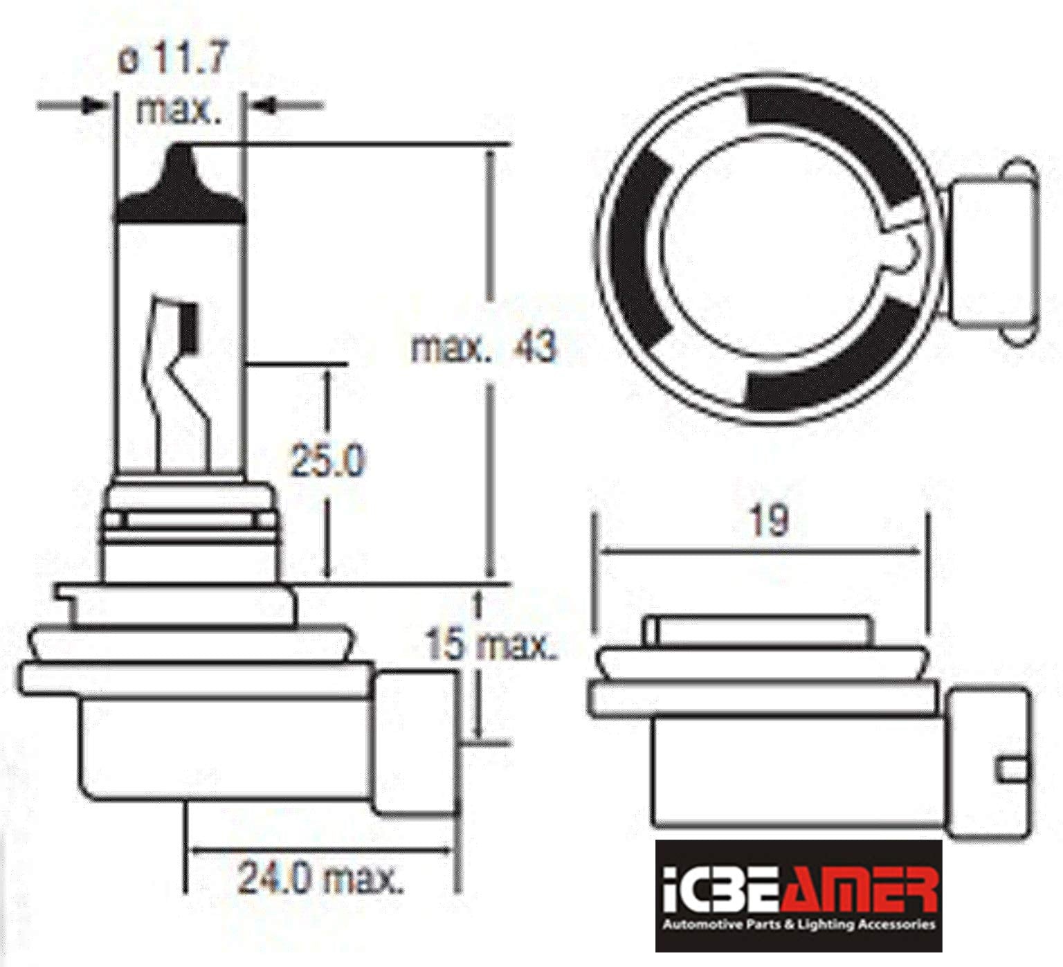 ICBEAMER H10 Halogen Fog Light Bulbs Pack of 2, 12V 55W, Super White, H10-9145 Model