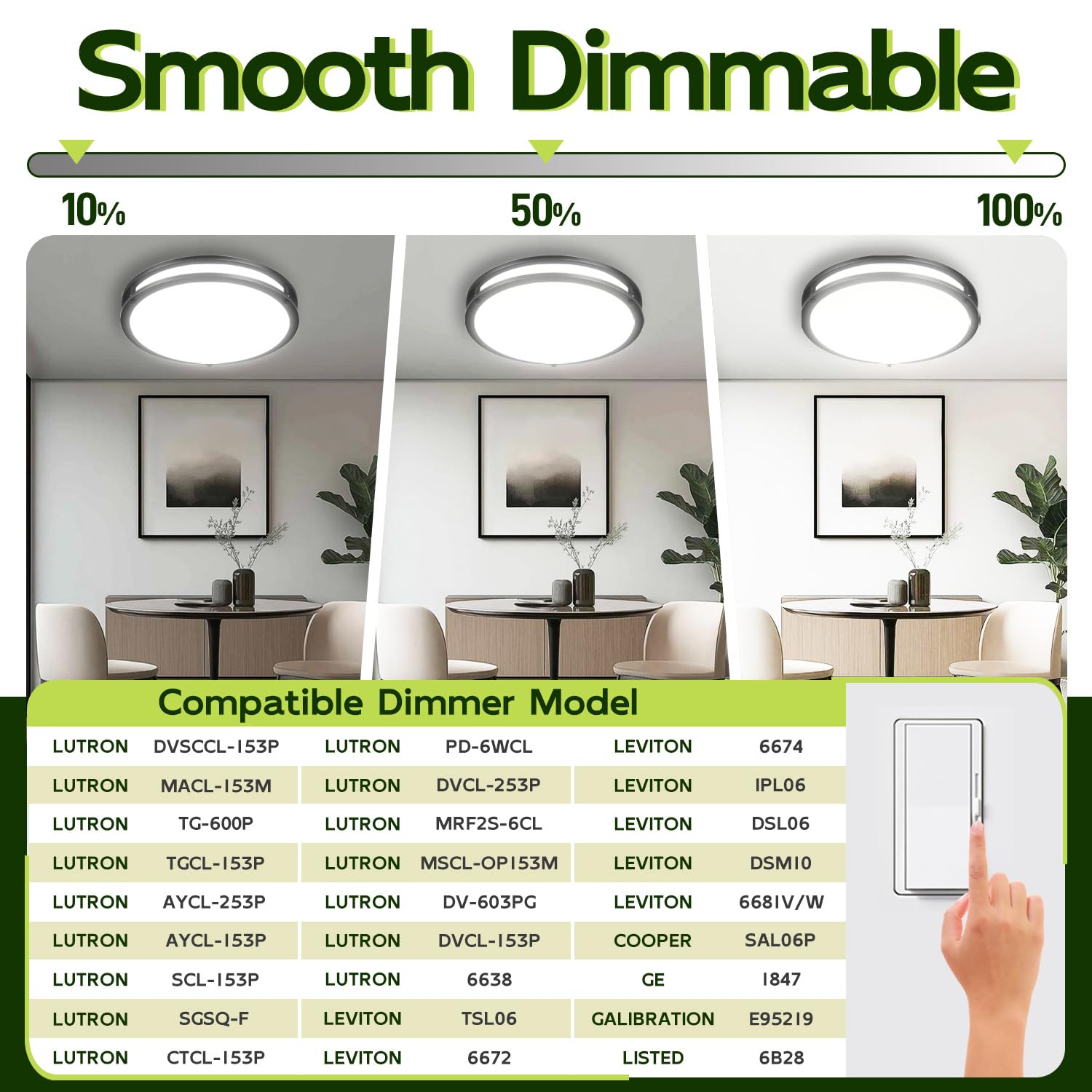 hykolity LED Flush Mount Ceiling Light, 16 inch, Dimmable, 36W, 2200LM, Oil-Rubbed Bronze, Model HBCE-16C-O5