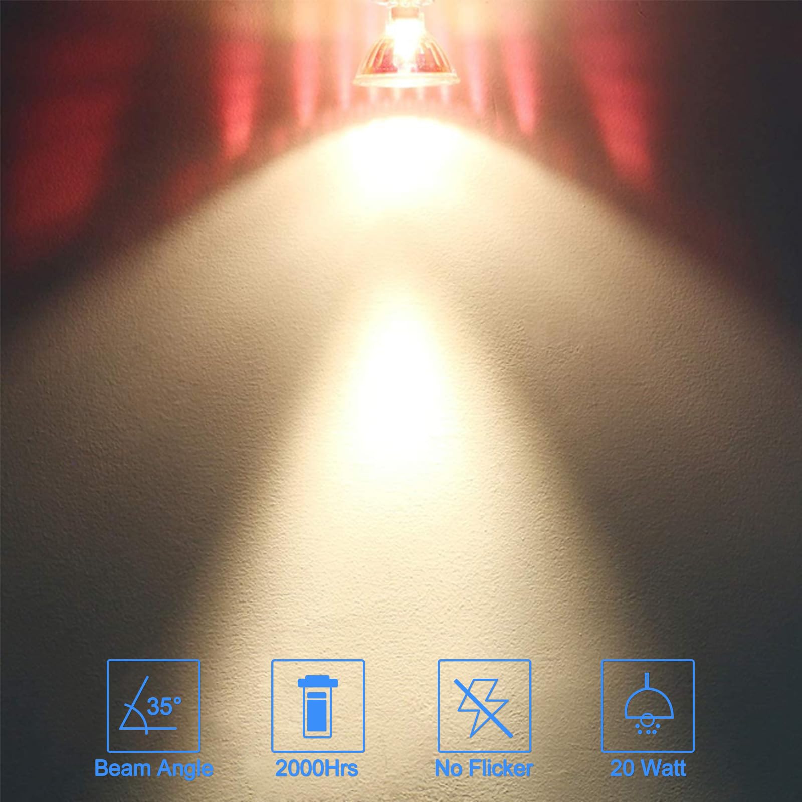 Etuolmp Mr16 Halogen Bulb 20W 12V, Durable 6 Packs High Output Halogen Light Bulbs 2 Pin Gu5.3 Base For Landscape Lights, Track