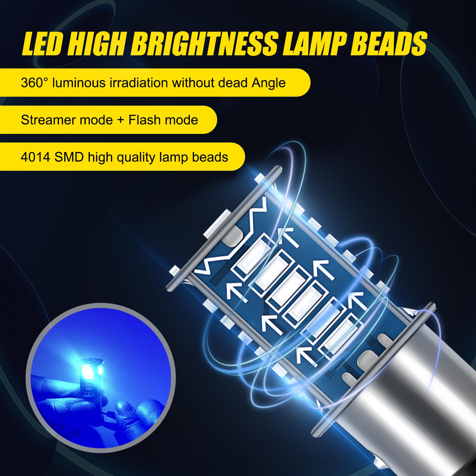 UGSHY 1157 LED Brake Light Bulb, 4 PCS, Double Contact BAY15D, Blue, Model UGLED2201BE-4PCS