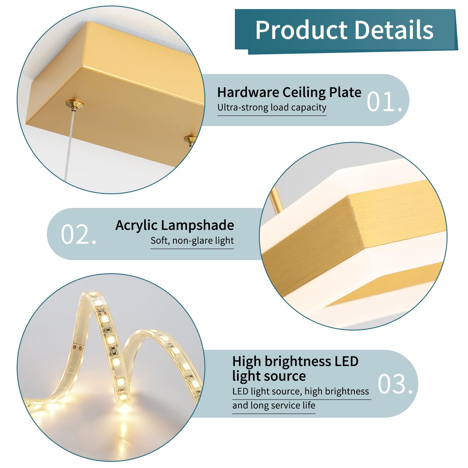 Matven Pendant Light, LED Chandelier with Remote, Dimmable, 15.74x23.62x31.49, Aluminum, Modern Design, for Kitchen & Dining Room