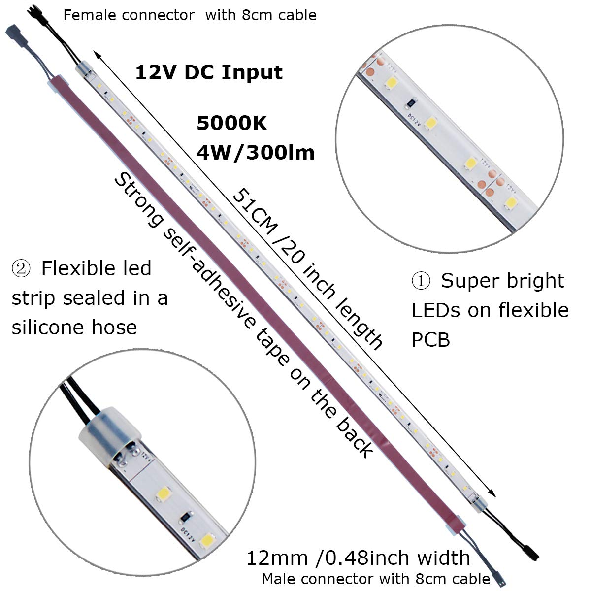 Litever Under Cabinet Lighting Kit, 6 PCS 20 Inches Flexible LED Strips Litever Under Cabinet Lighting Kit, 6 PCS 20 Inches Flexible LED Strips