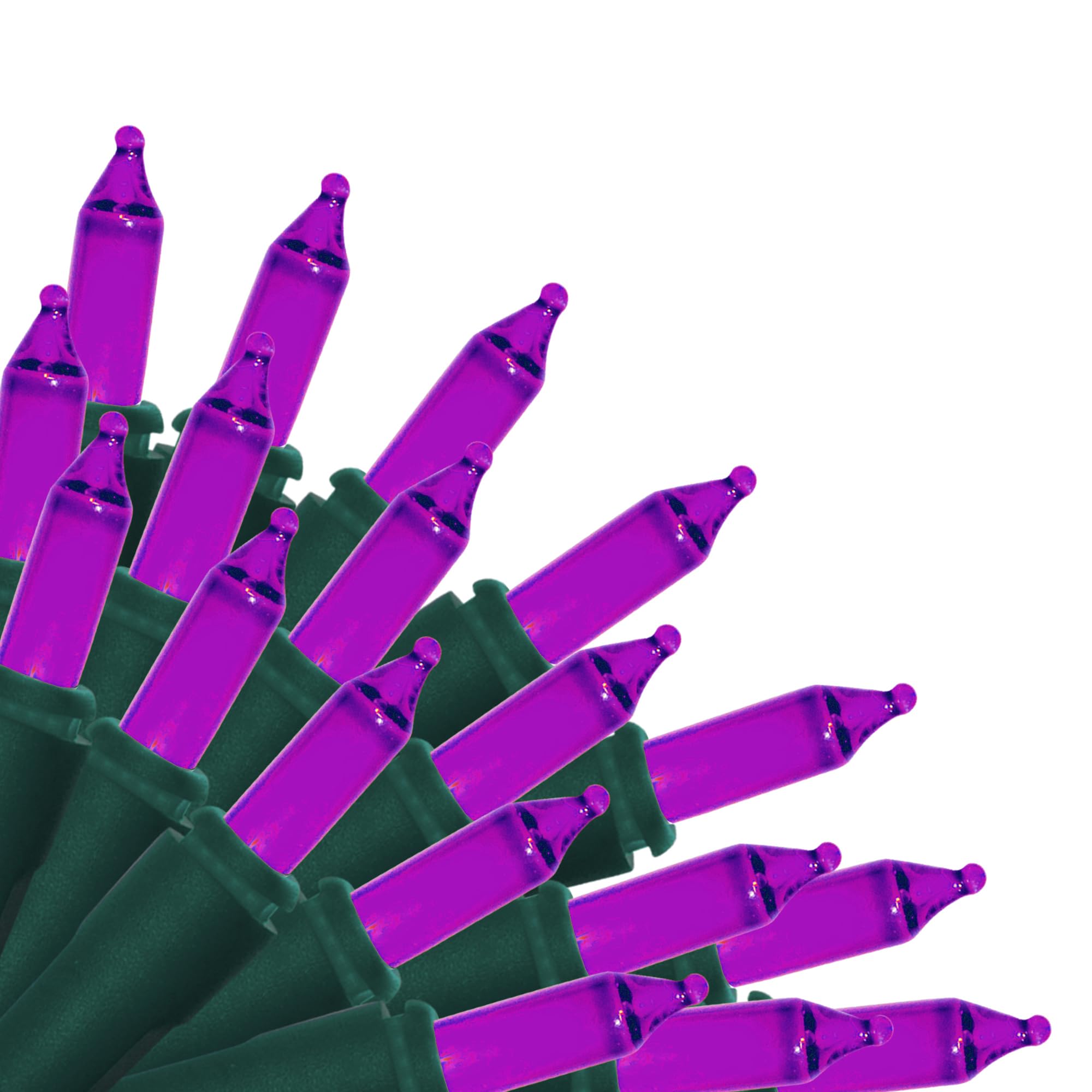 Brite Star 100 Count Mini String Christmas Lights, Purple - 22 feet Indoor/Outdoor Christmas Tree Lights with Green Wire