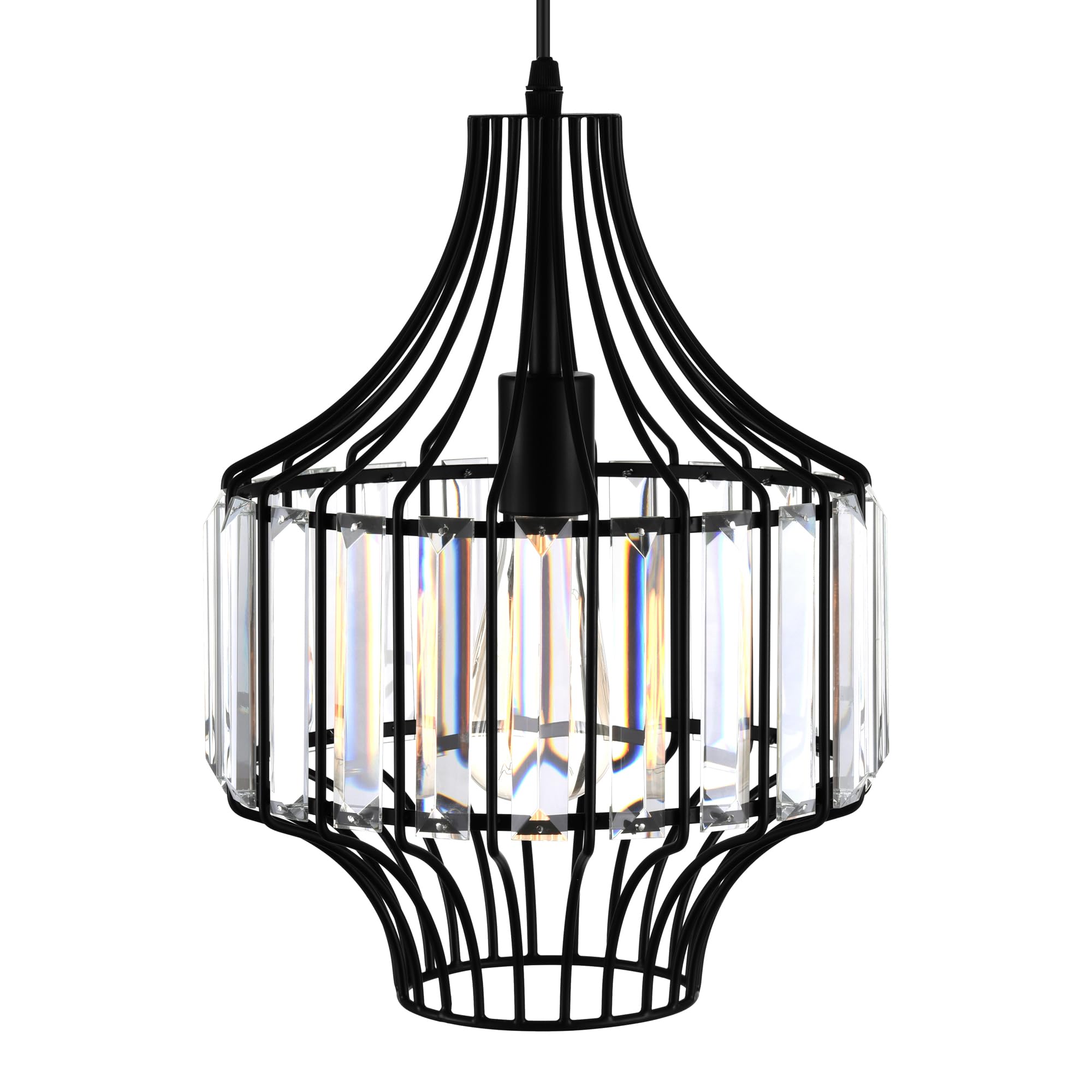 Cwi Lighting Black Metal Pendant Light - Contemporary 1 Light Down Fixture