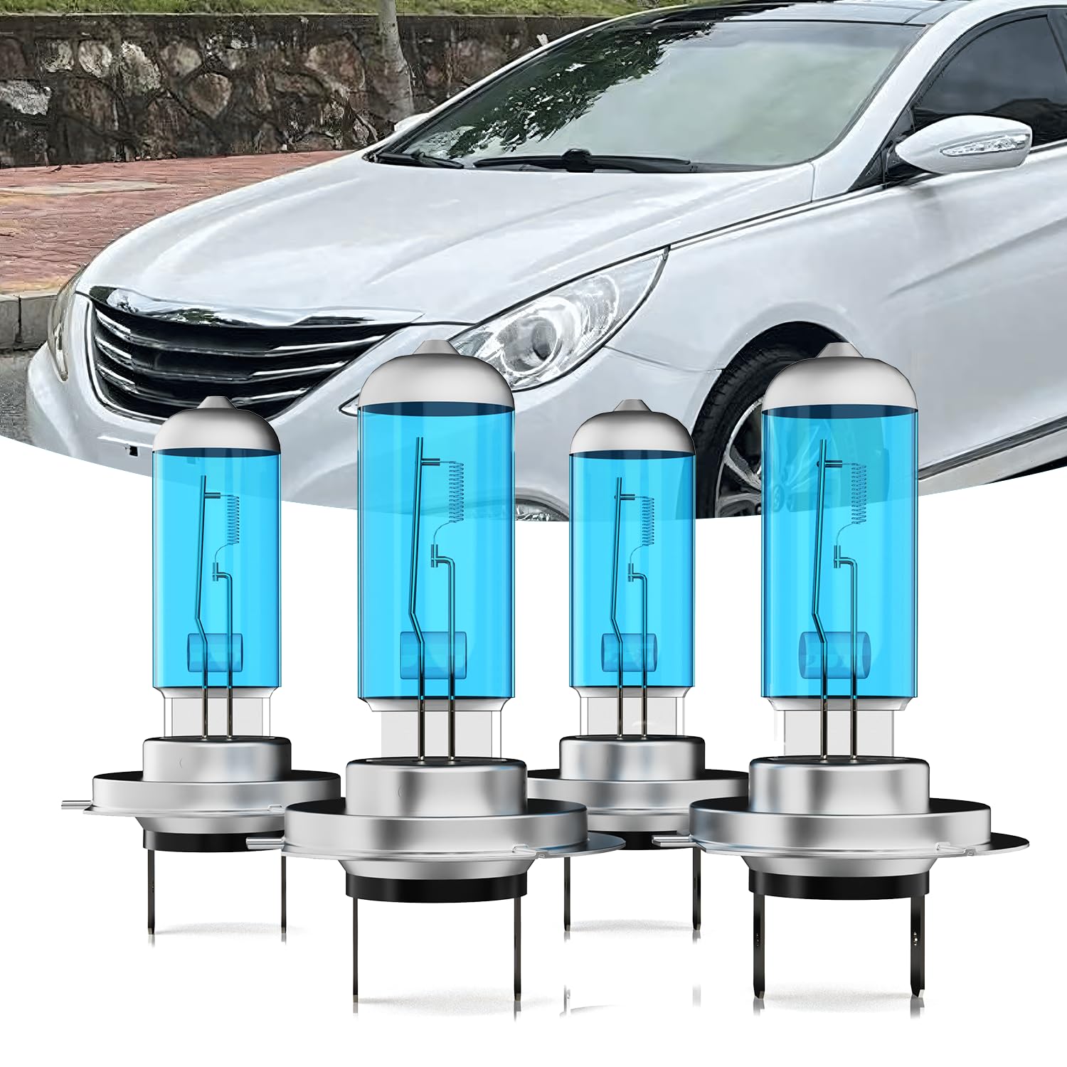 TTDBDAN Headlights Fit for 2011-2014 Hyundai Sonata Halogen Headlight Bulbs,H7 High Beam & H7 Low Beam Headlight Bulbs Kit,Plug