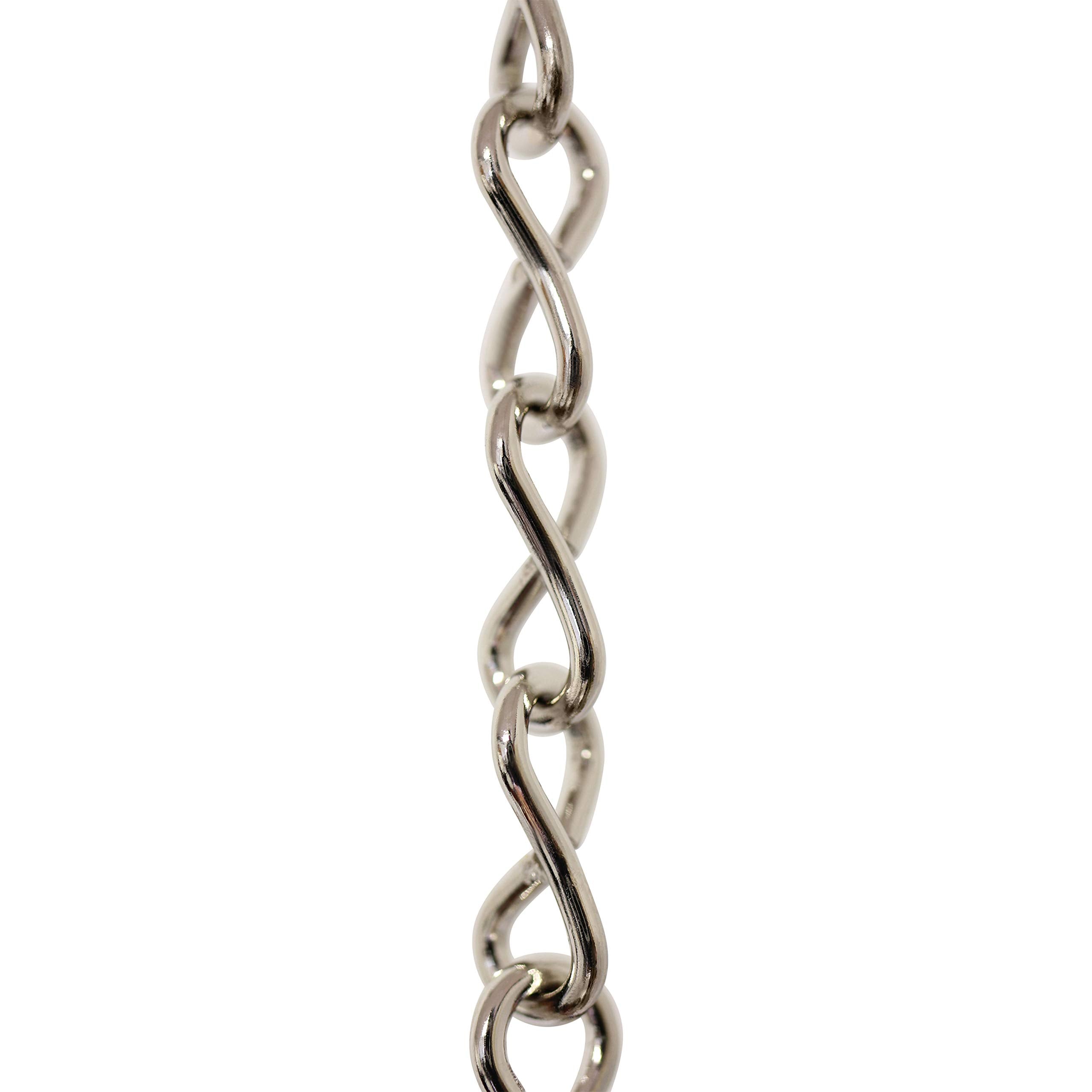 RCH Hardware CH-S50-16-PN-3 | 14 Gauge Decorative Solid Steel Single Jack Fixture Chain | 3 Foot Increments | Polished Nickel Fi