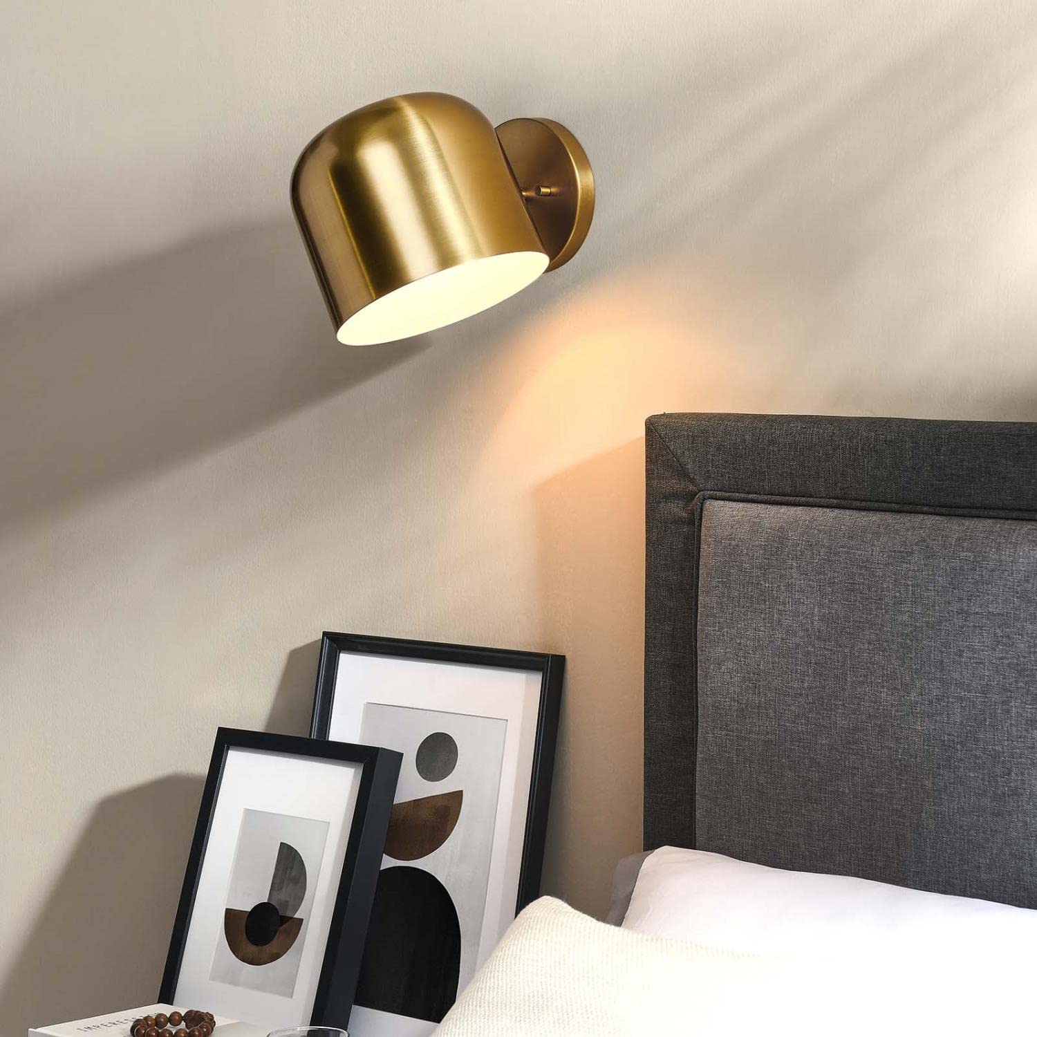 Modway Avenue 1-Light Wall Sconce in Satin Brass, Brown, 11 x 8 x 7.5