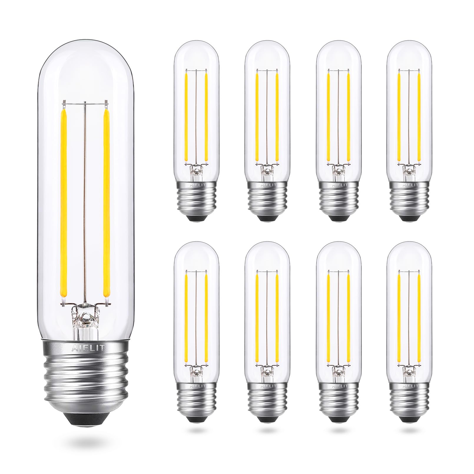 Aielit Dimmable T10 Led Bulbs, 5000K Daylight T30 Led Tubular Edison Light Bulbs 2W Tube Vintage Led Bulbs 25 Watt Equivalent, E
